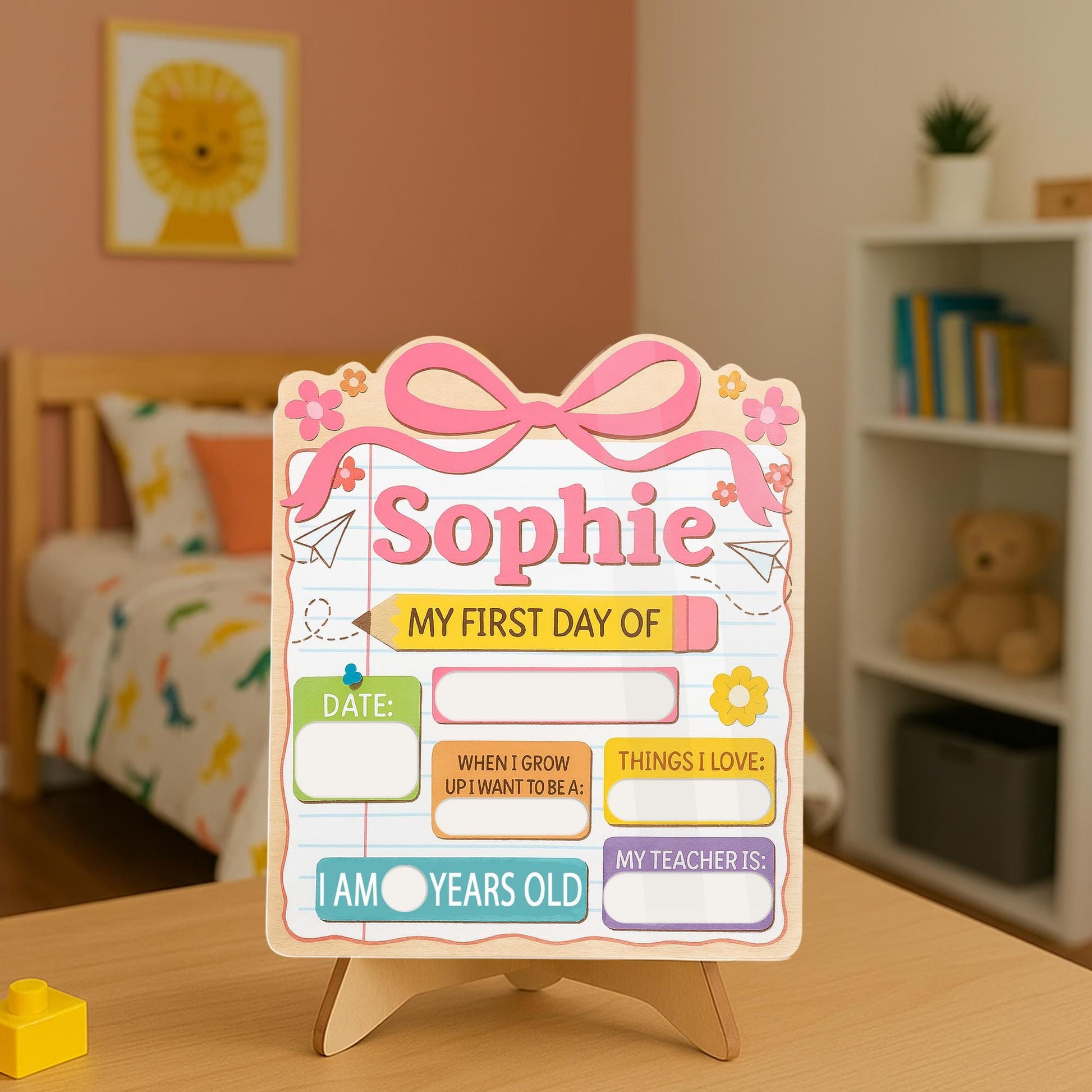 First Day of School Sign for Girls, Personalized Reusable Back to School Board, Pink Keepsake Photo Prop, School Memory Sign, Kid Keepsake
