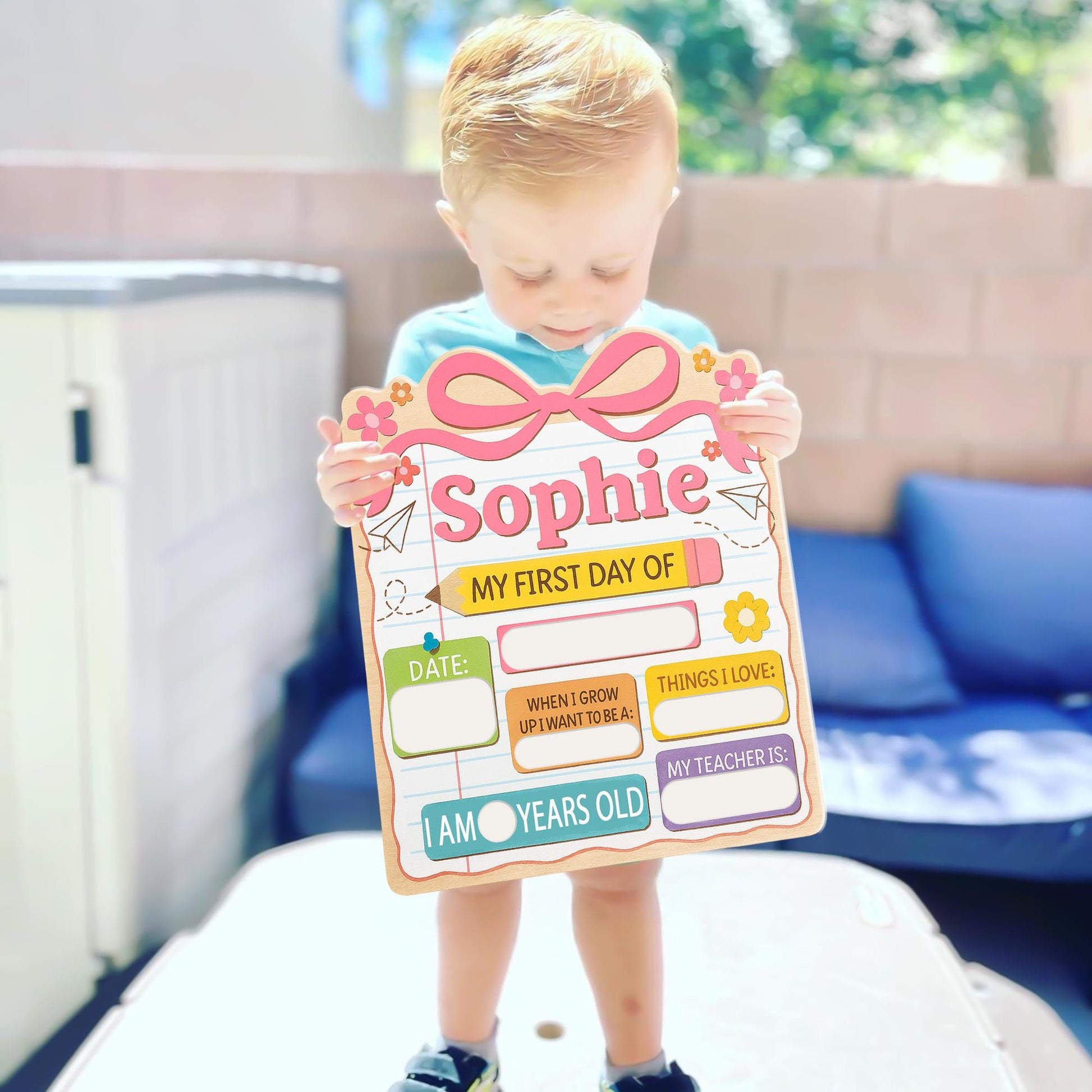 First Day of School Sign for Girls, Personalized Reusable Back to School Board, Pink Keepsake Photo Prop, School Memory Sign, Kid Keepsake