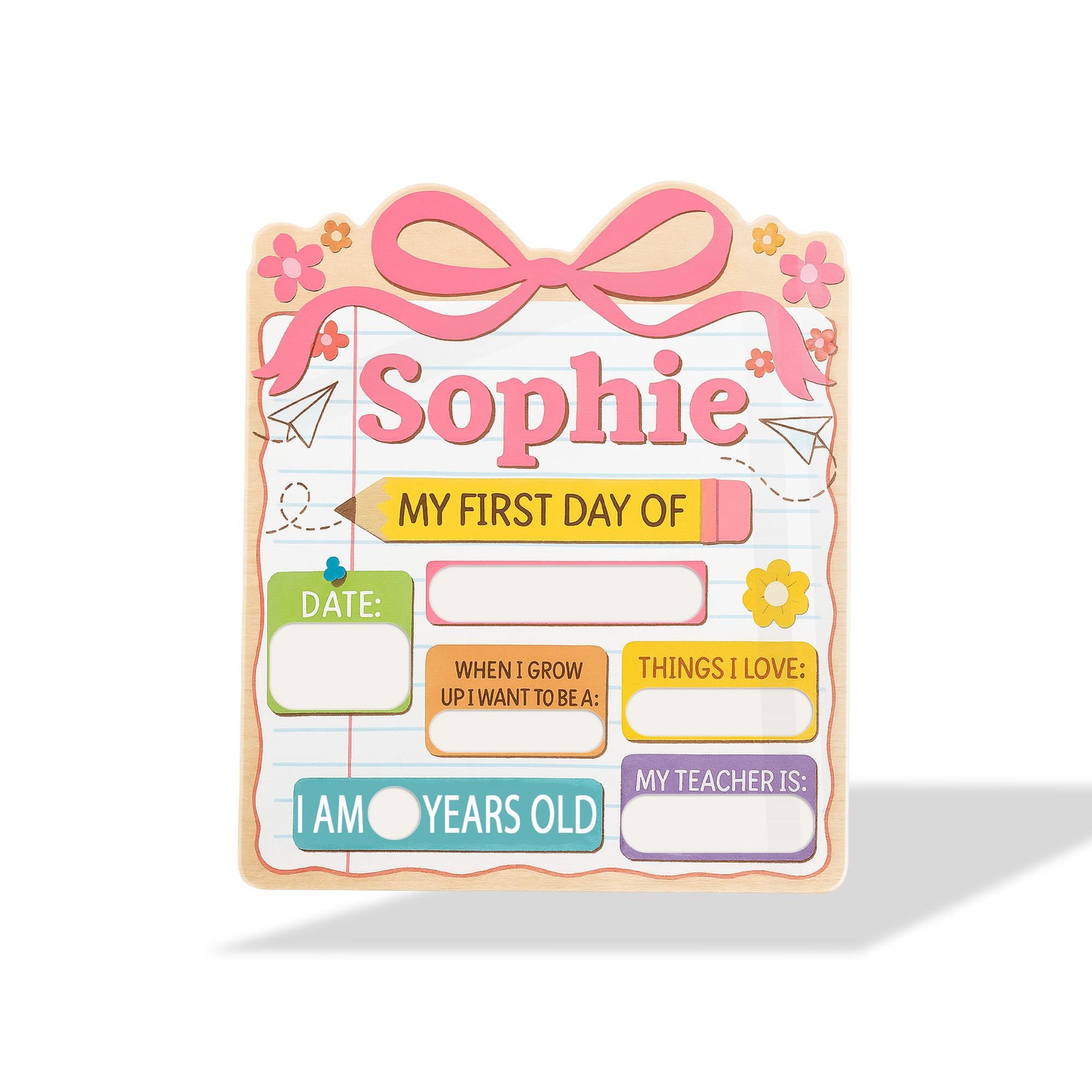 First Day of School Sign for Girls, Personalized Reusable Back to School Board, Pink Keepsake Photo Prop, School Memory Sign, Kid Keepsake
