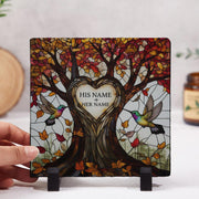 Custom Tree of Life Garden Stone - Personalized Anniversary Gift - Hummingbird Decor - Couple Outdoor Love Plaque gift