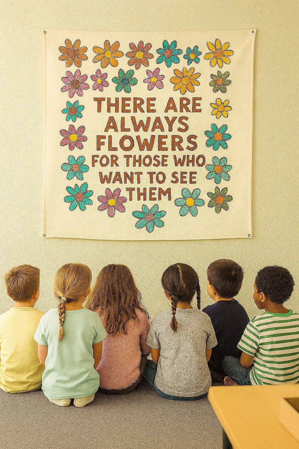 Inspirational Quote Tapestry - There Are Always Flowers Wall Hanging - Boho Floral Dorm Decor - Motivational Art for Bedroom or Office