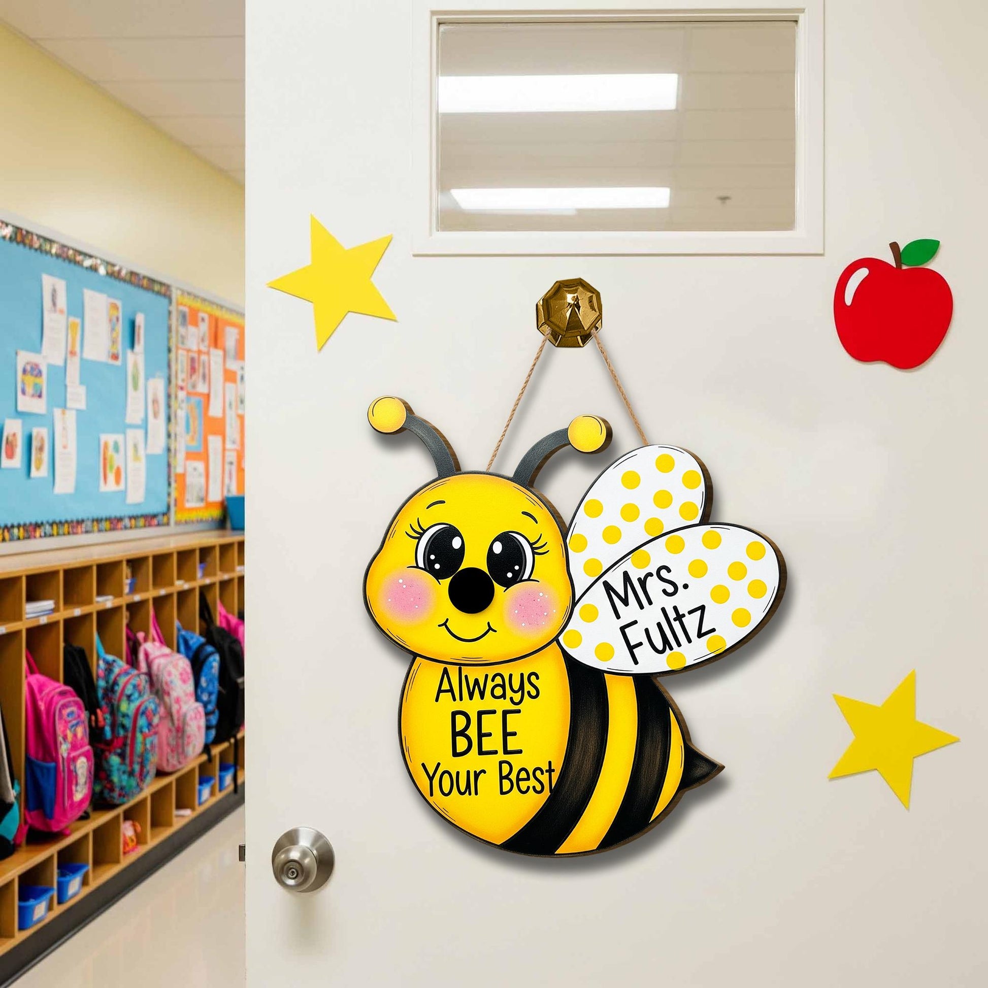 Personalized Bee Door Sign, Always Bee Your Best Classroom Decor, Teacher Name Sign, Cute Back to School Hanging Door Hanger,Preschool Decor