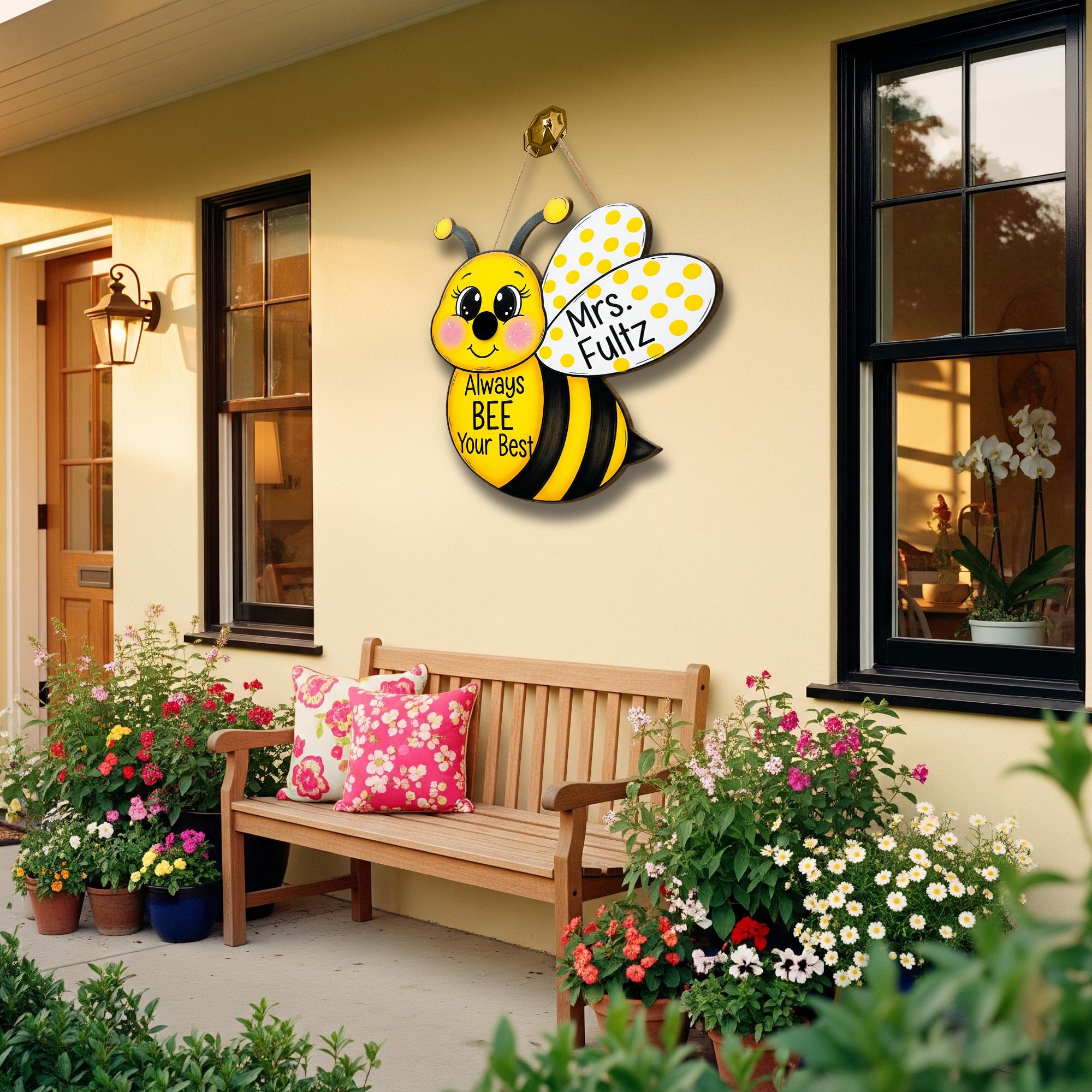 Personalized Bee Door Sign, Always Bee Your Best Classroom Decor, Teacher Name Sign, Cute Back to School Hanging Door Hanger,Preschool Decor