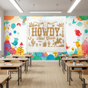 Howdy Third Grade Classroom Tapestry – Western Cowboy Theme Wall Decor, Back to School Sign, Personalized Teacher Banner