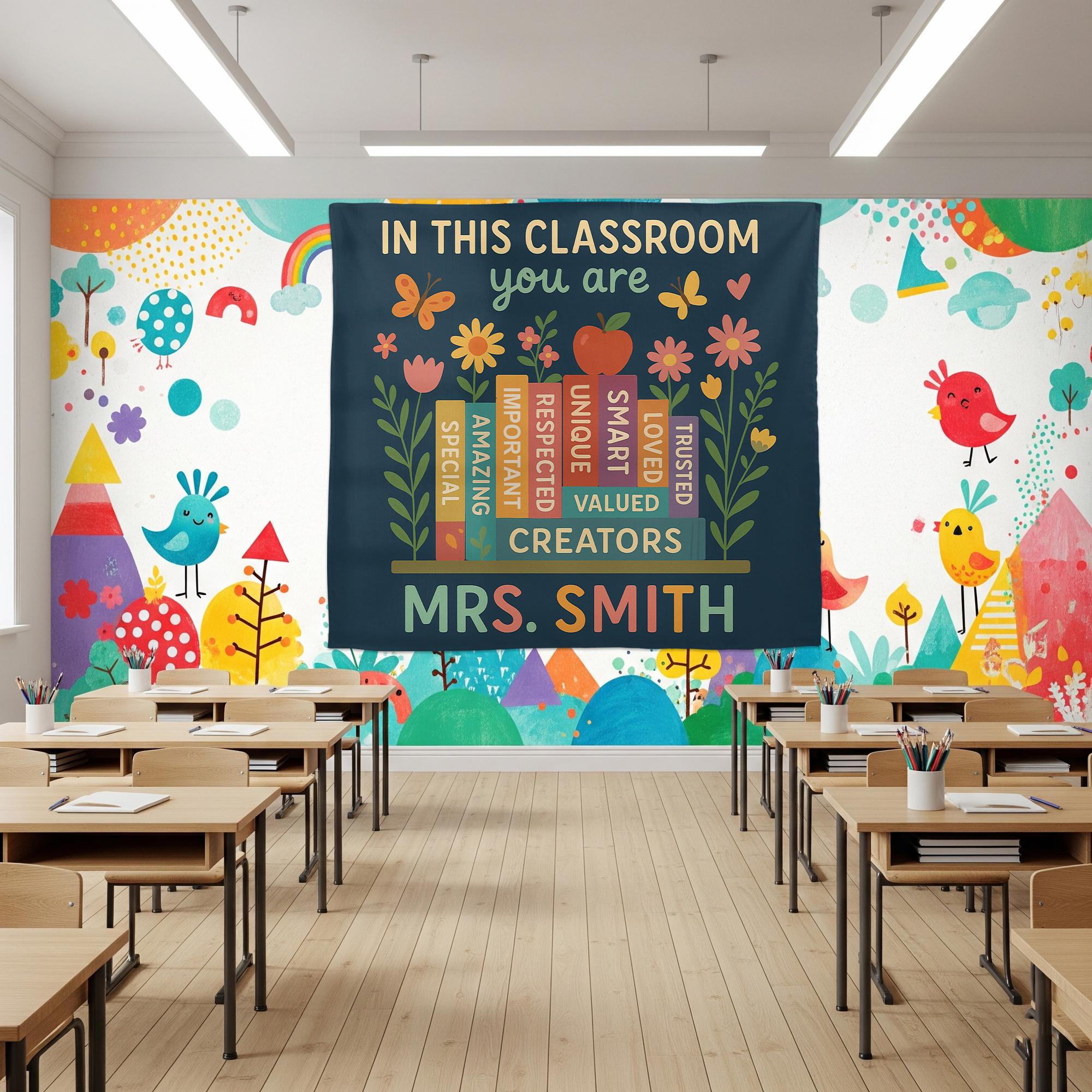 Personalized Classroom Tapestry, You Are Wall Banner, Teacher Name School Decor, Back to School Positive Message Poster
