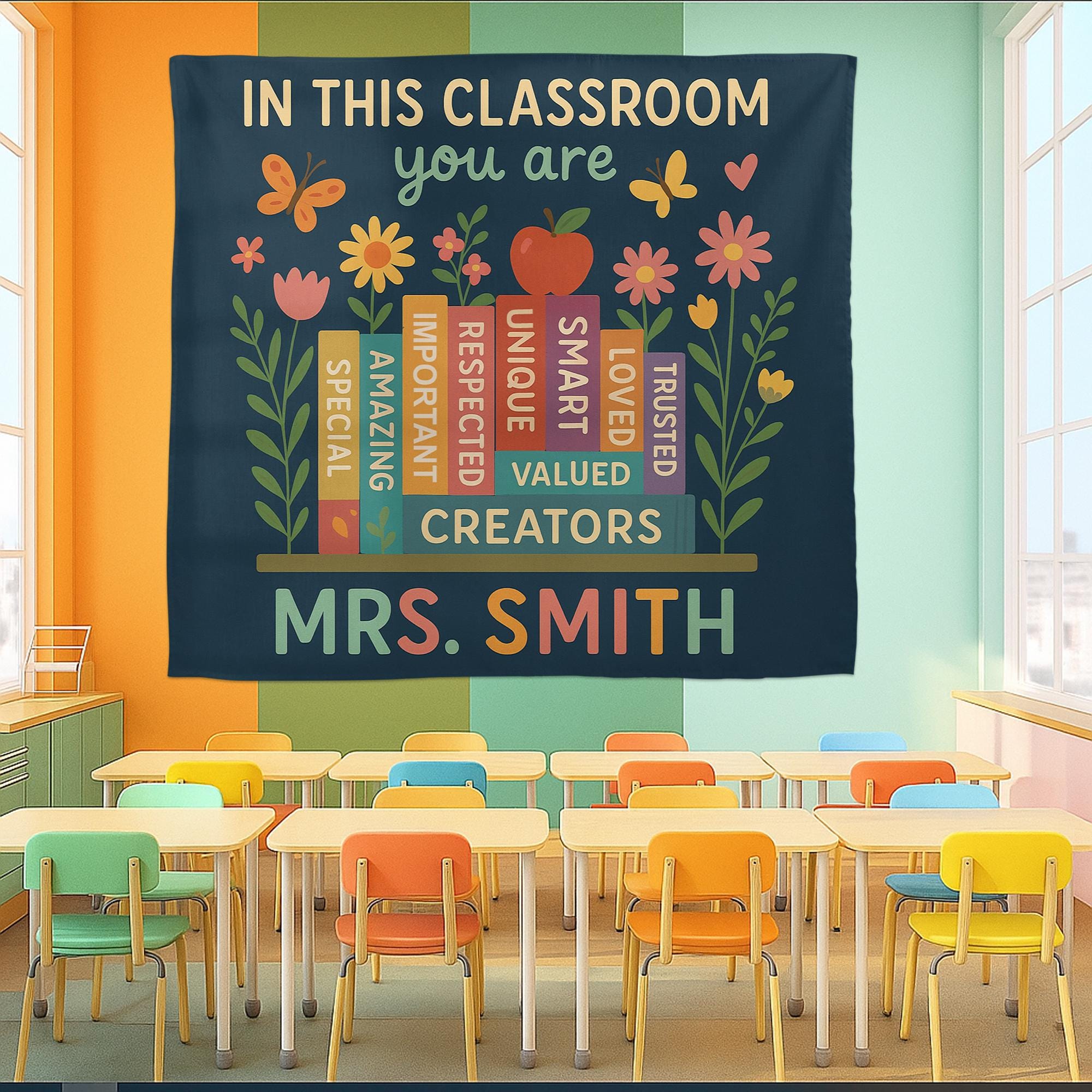 Personalized Classroom Tapestry, You Are Wall Banner, Teacher Name School Decor, Back to School Positive Message Poster