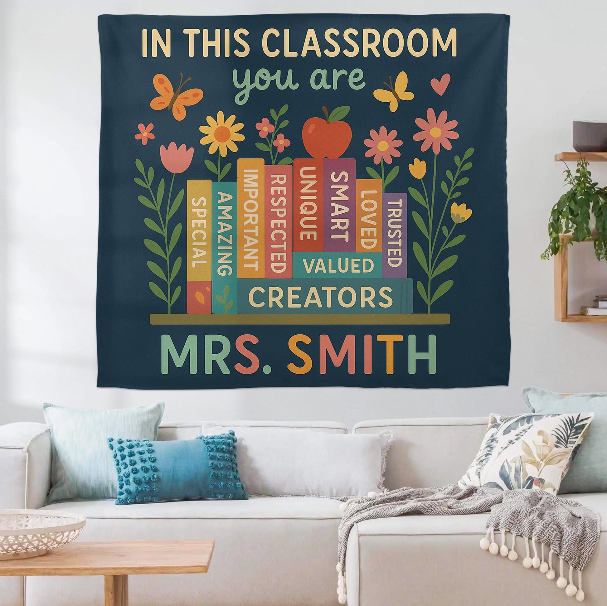 Personalized Classroom Tapestry, You Are Wall Banner, Teacher Name School Decor, Back to School Positive Message Poster