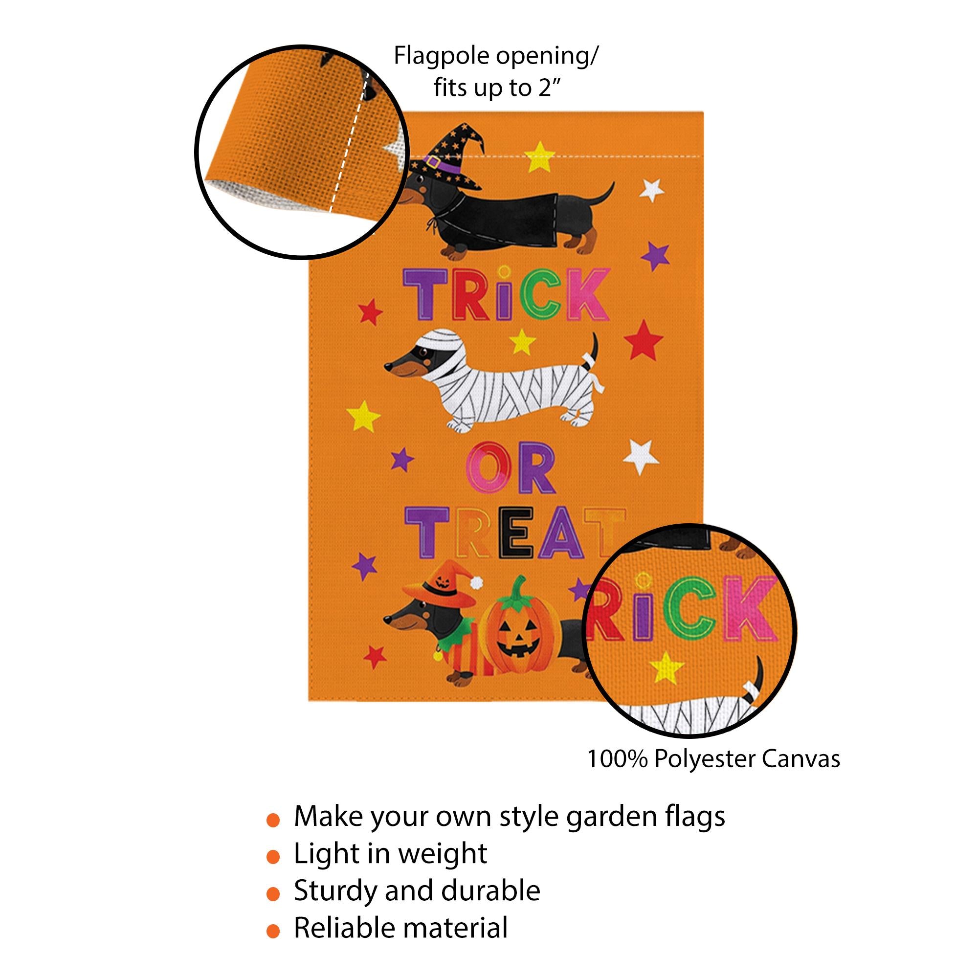 Halloween Dachshund Garden Flag, Trick or Treat Dog Yard Decor, Fall Outdoor Halloween Decoration, Cute Wiener Dog Flag, Halloween Decor
