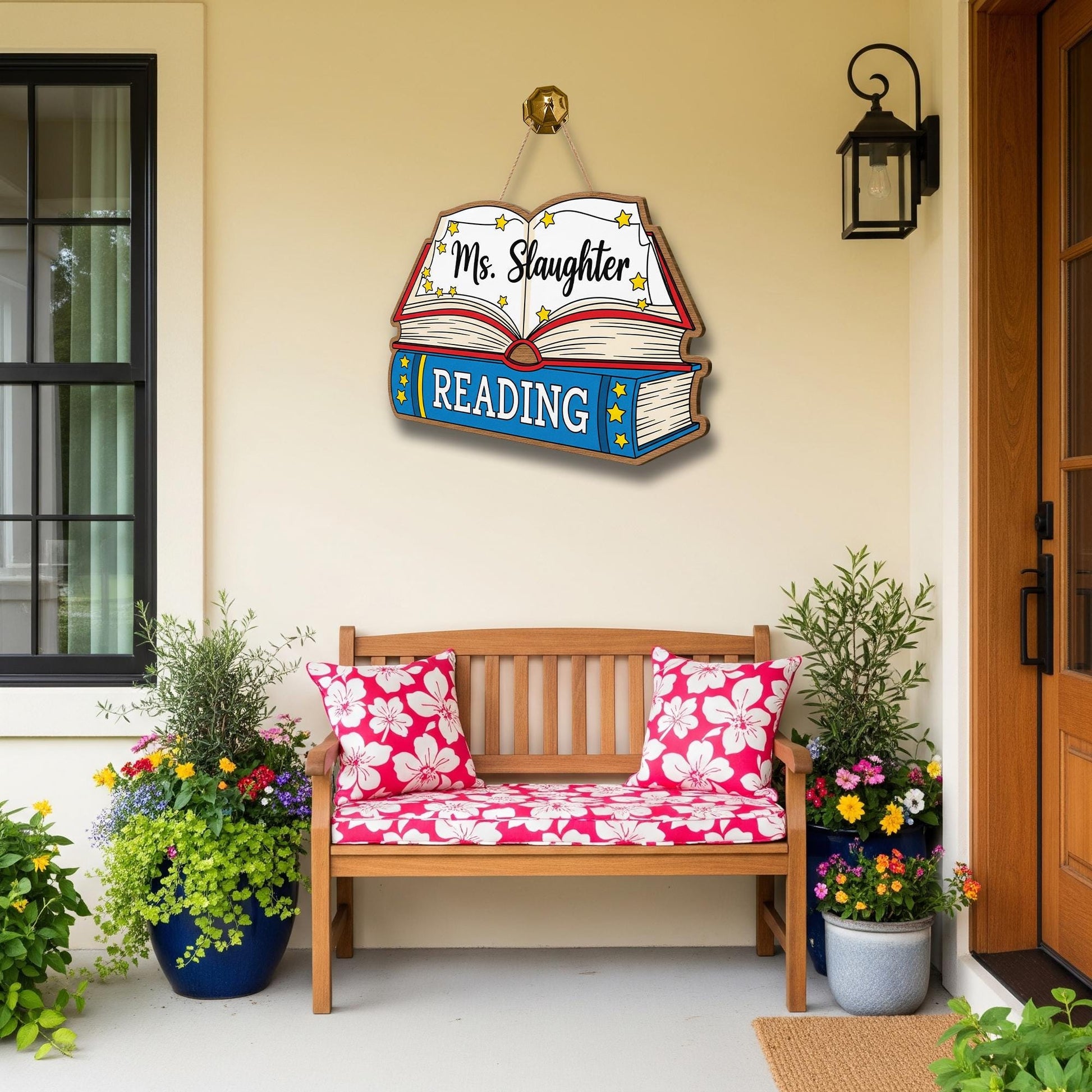 Personalized Reading Door Sign – Custom Teacher Name Book Sign, Classroom Library Decor, Back to School Reading Corner Wall Hanger