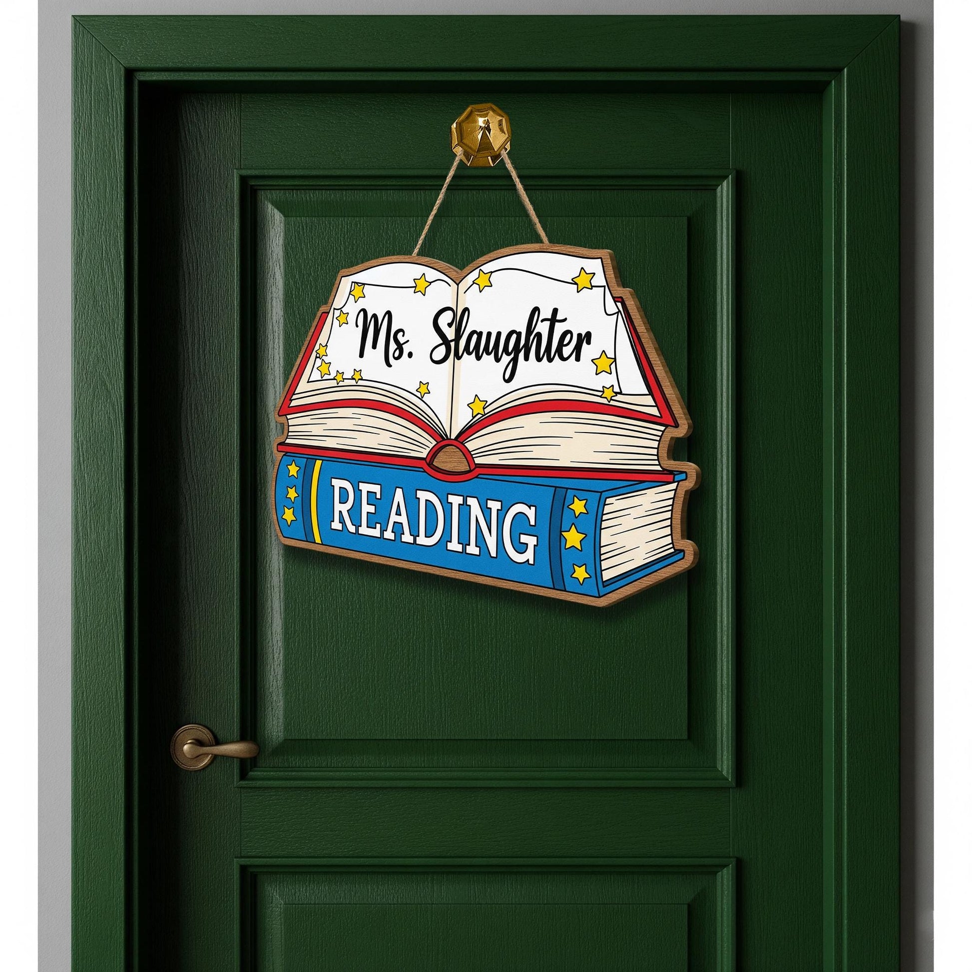 Personalized Reading Door Sign – Custom Teacher Name Book Sign, Classroom Library Decor, Back to School Reading Corner Wall Hanger
