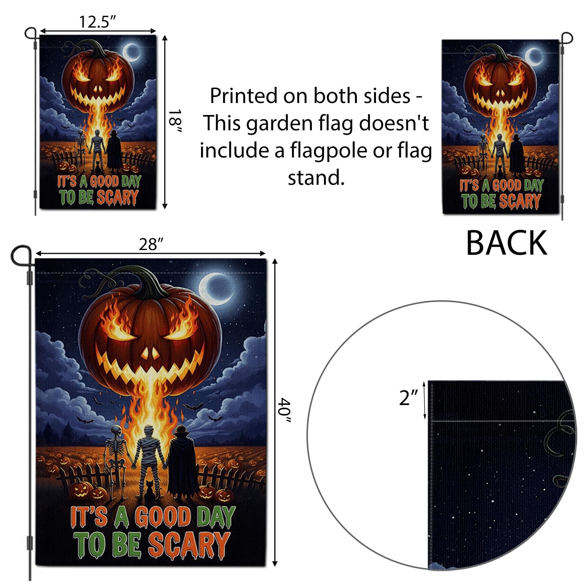 Good Day To Be Scary Halloween Garden Flag, Spooky Jack-o'-Lantern Yard Decor, Outdoor Fall Welcome Banner, Scary Season Art