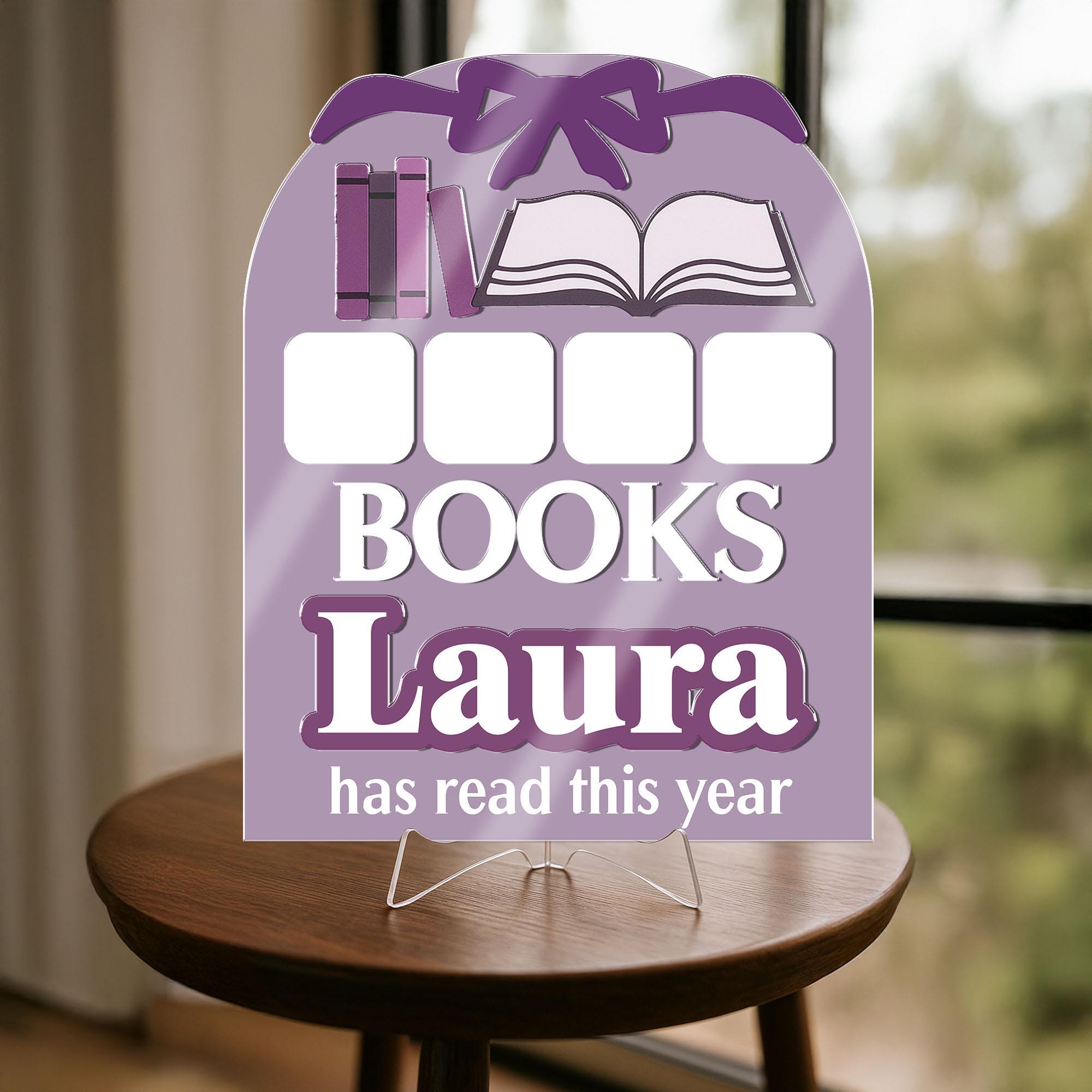 Personalized Books Read Tracker Sign | Custom Reading Log Display | Book Count Sign for Kids & Adults | Library Decor for Book Lovers gift