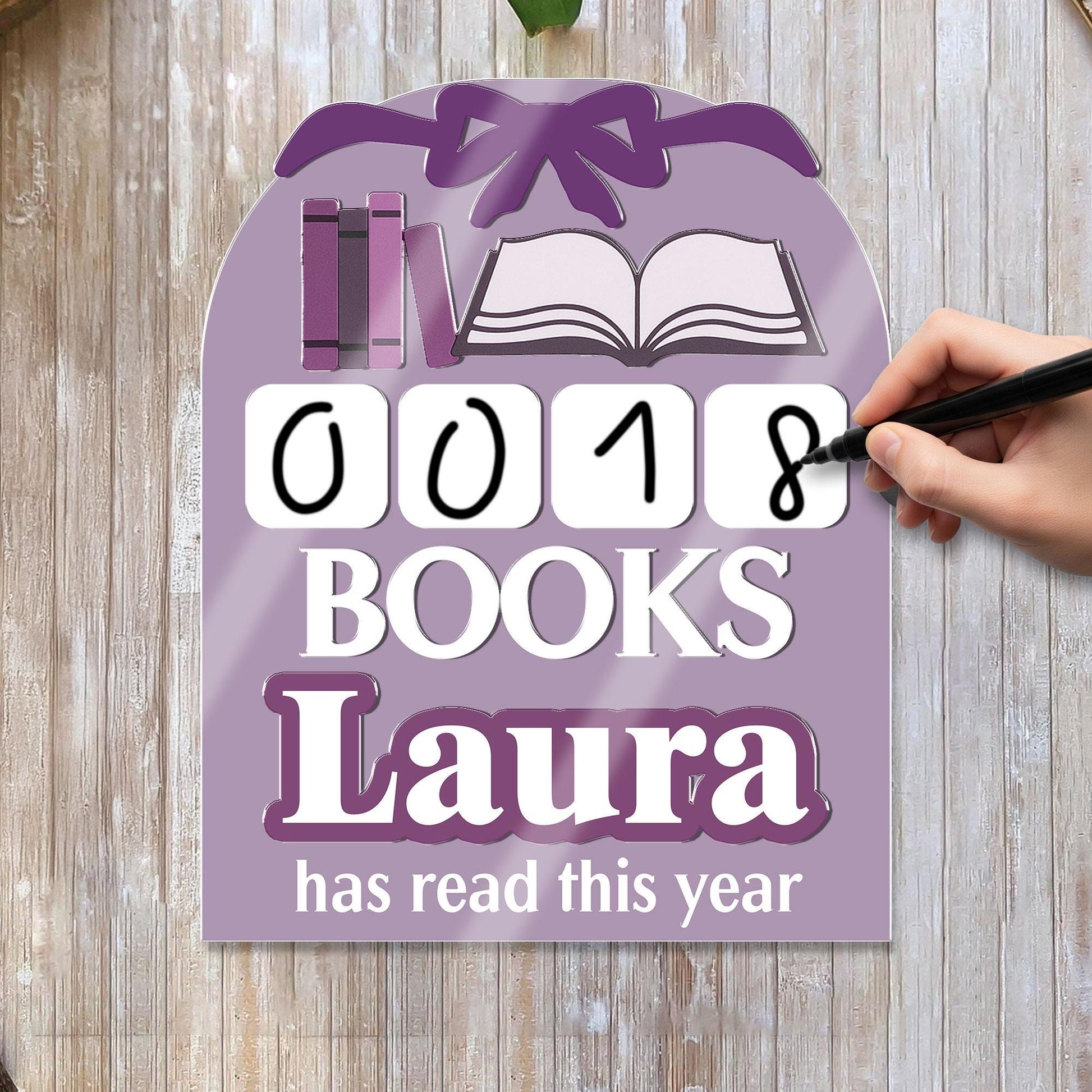 Personalized Books Read Tracker Sign | Custom Reading Log Display | Book Count Sign for Kids & Adults | Library Decor for Book Lovers gift
