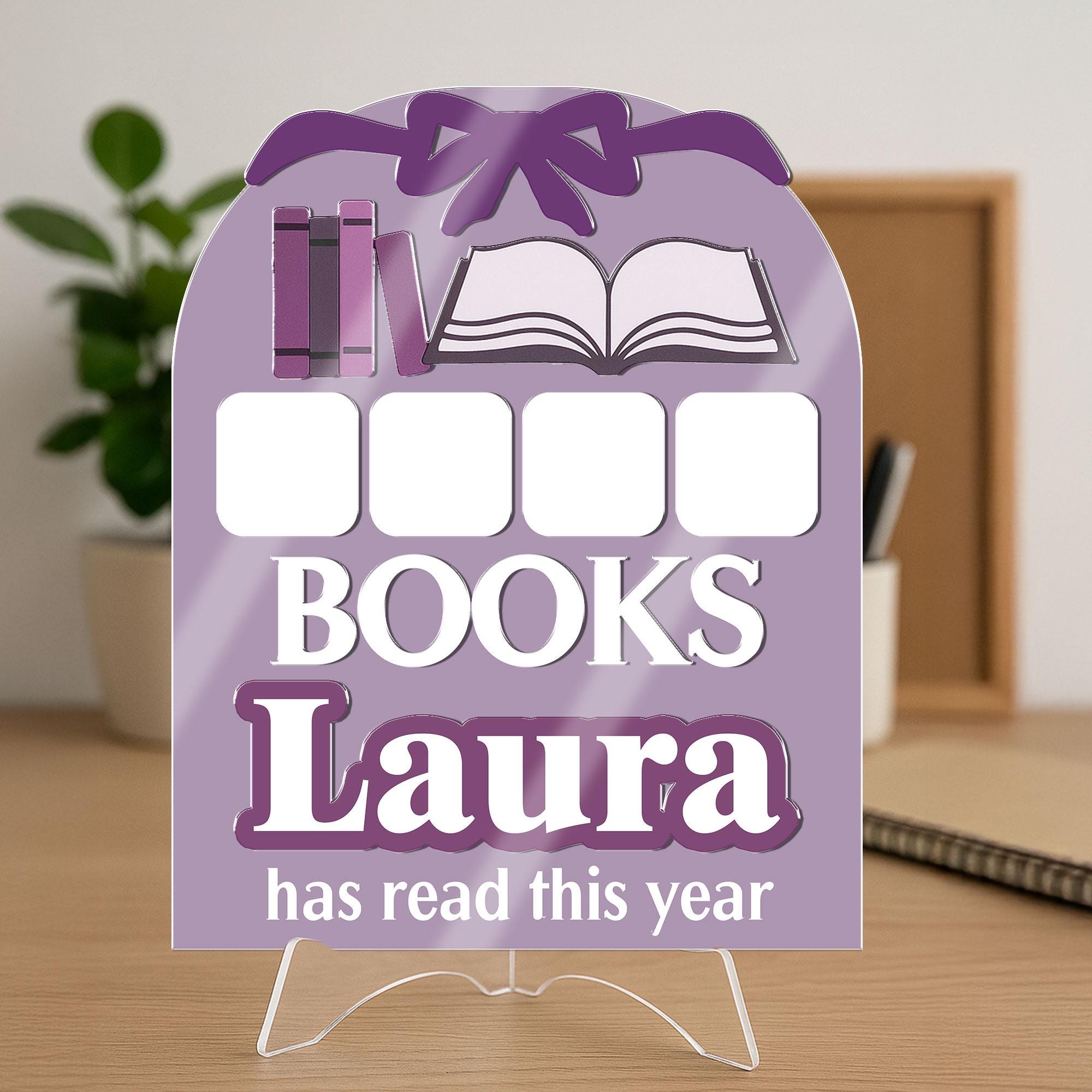 Personalized Books Read Tracker Sign | Custom Reading Log Display | Book Count Sign for Kids & Adults | Library Decor for Book Lovers gift