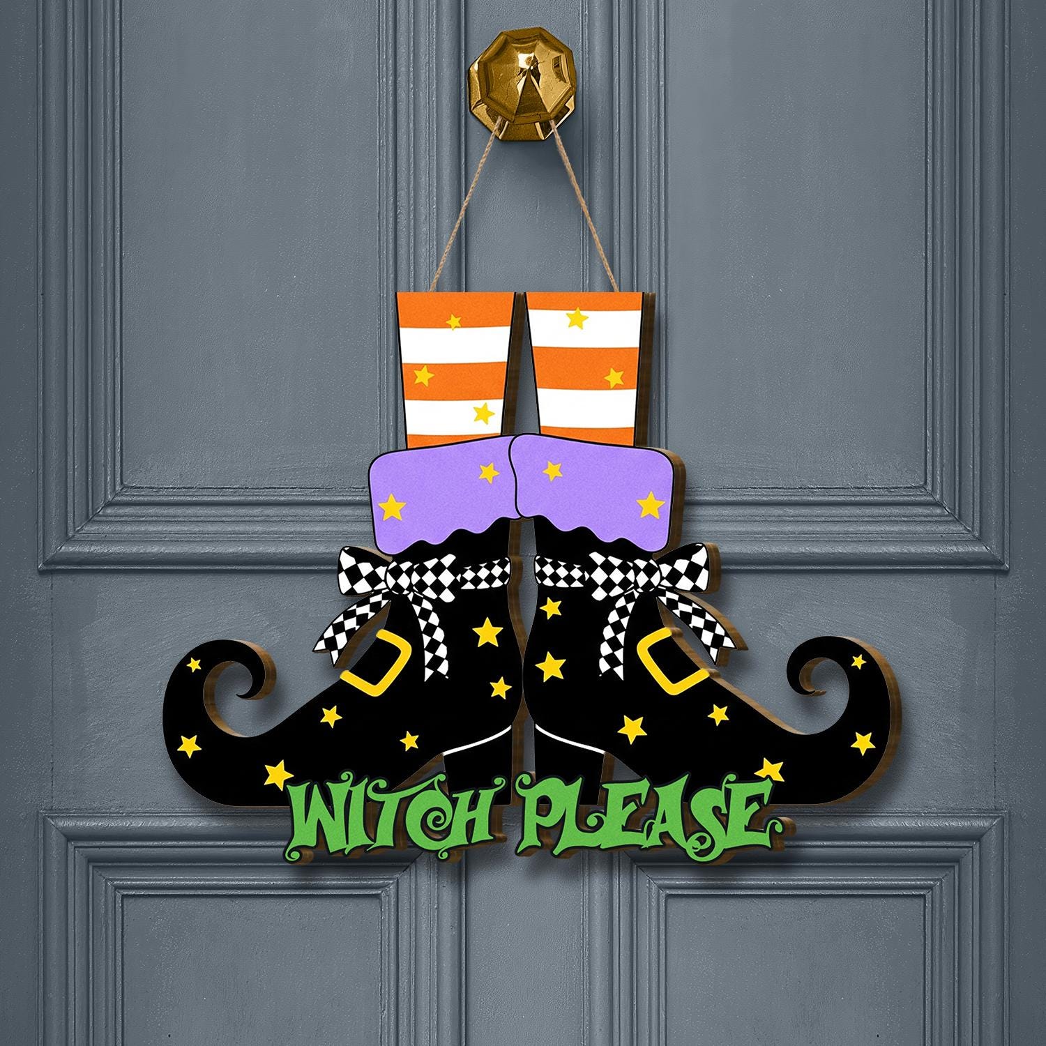 Witch Boots Wooden Door Hanger “Witch Please”, Halloween Porch Sign, Spooky Witch Decor, Funny Fall Welcome Sign, Fall Gift For Home Decor