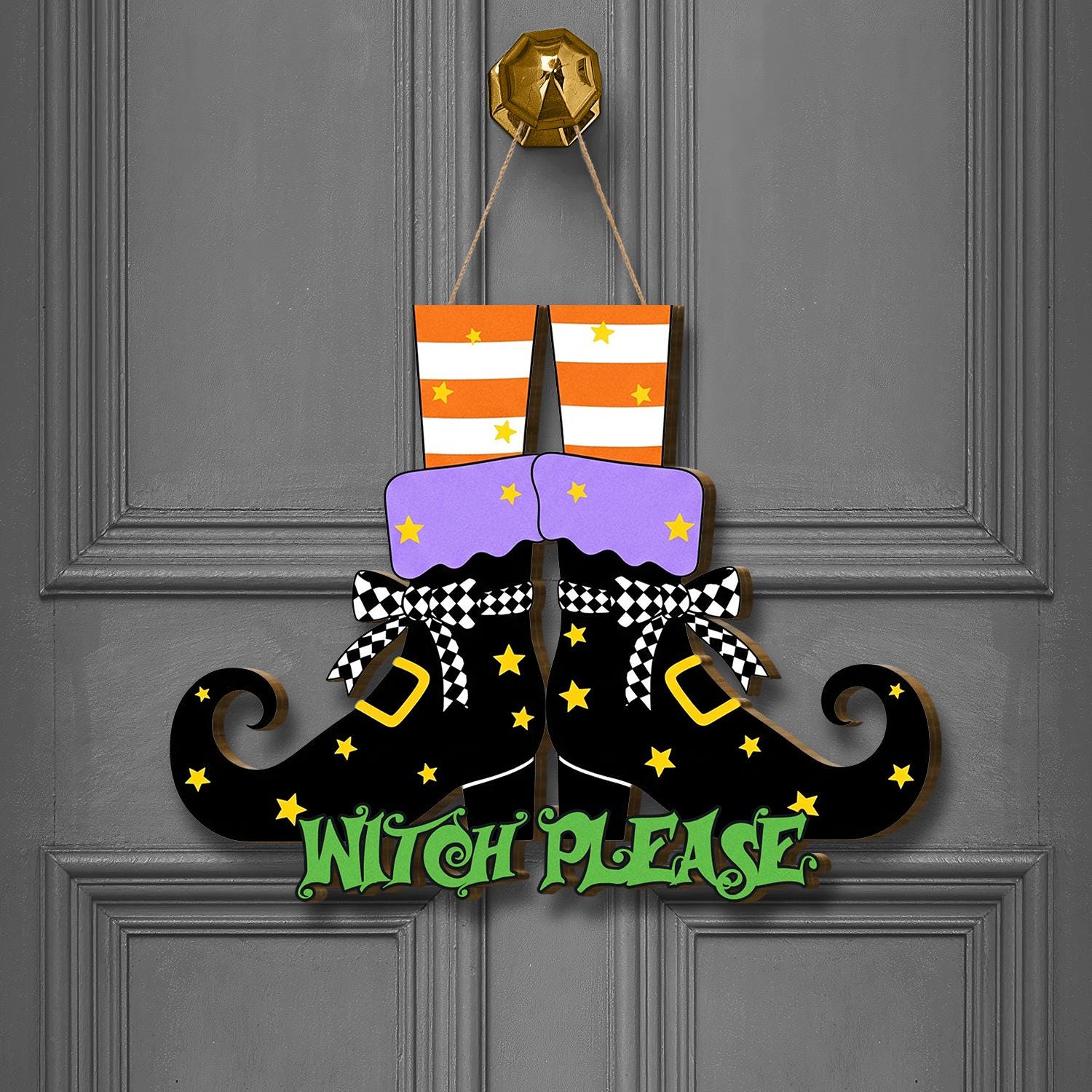 Witch Boots Wooden Door Hanger “Witch Please”, Halloween Porch Sign, Spooky Witch Decor, Funny Fall Welcome Sign, Fall Gift For Home Decor
