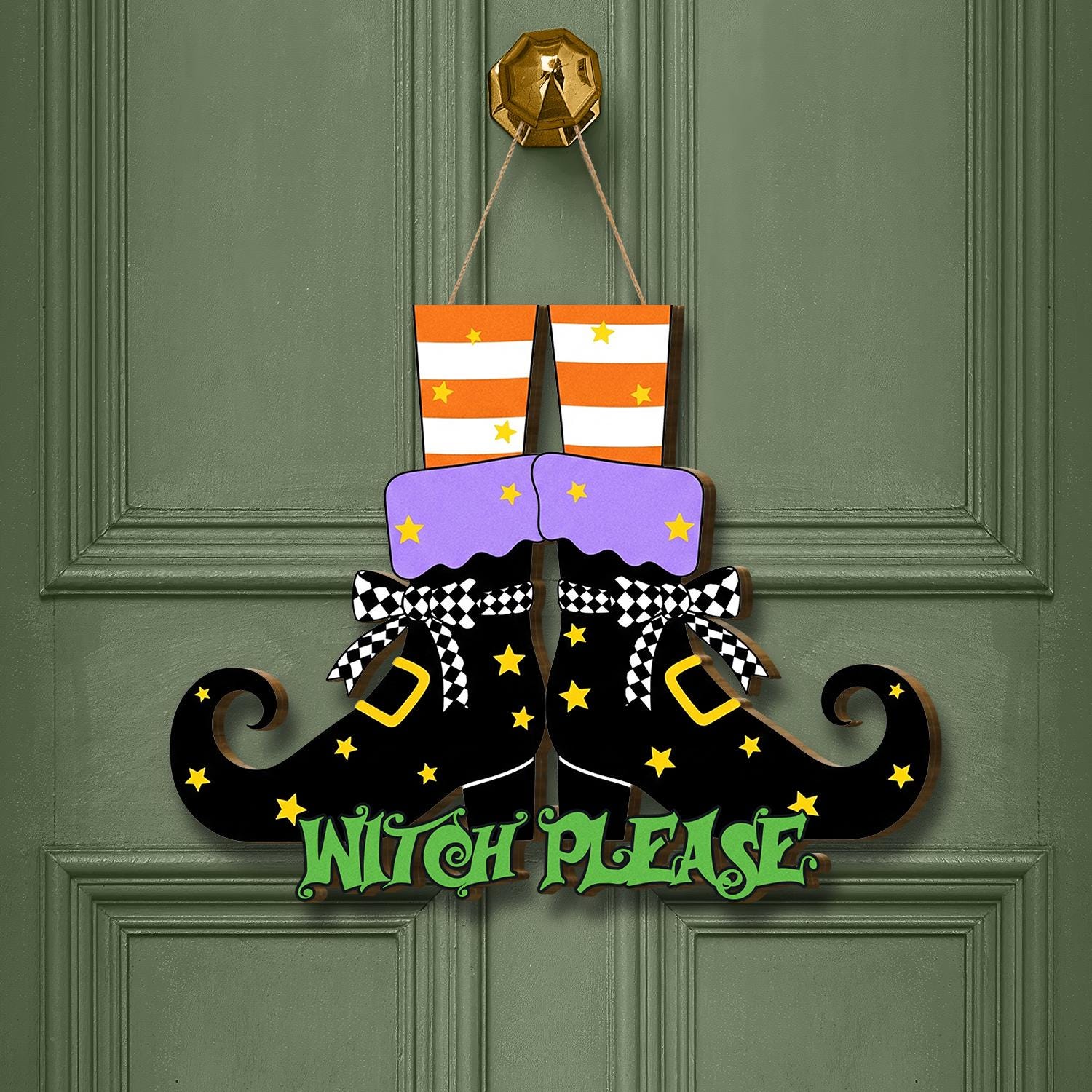 Witch Boots Wooden Door Hanger “Witch Please”, Halloween Porch Sign, Spooky Witch Decor, Funny Fall Welcome Sign, Fall Gift For Home Decor