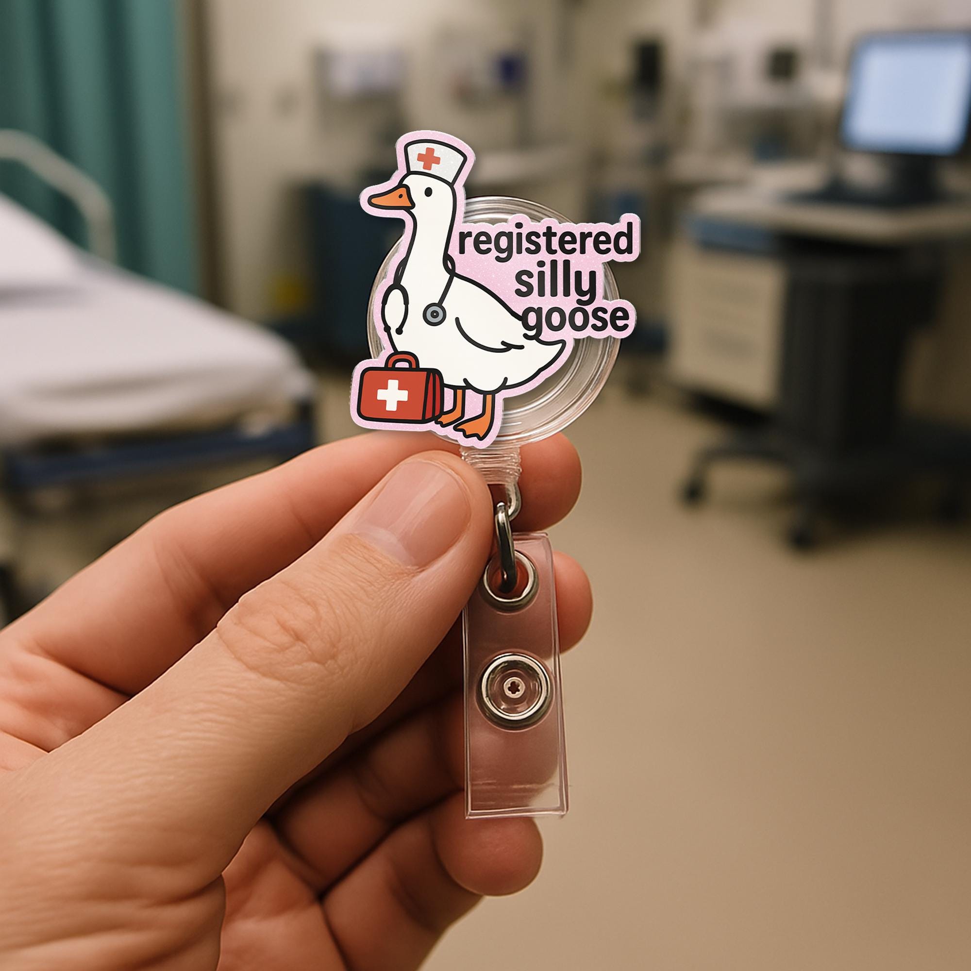 Registered Silly Goose Nurse Badge Reel, Funny Medical ID Holder, Cute RN Retractable Clip, Coworker Gift Idea, Cute Nurse ID Clip