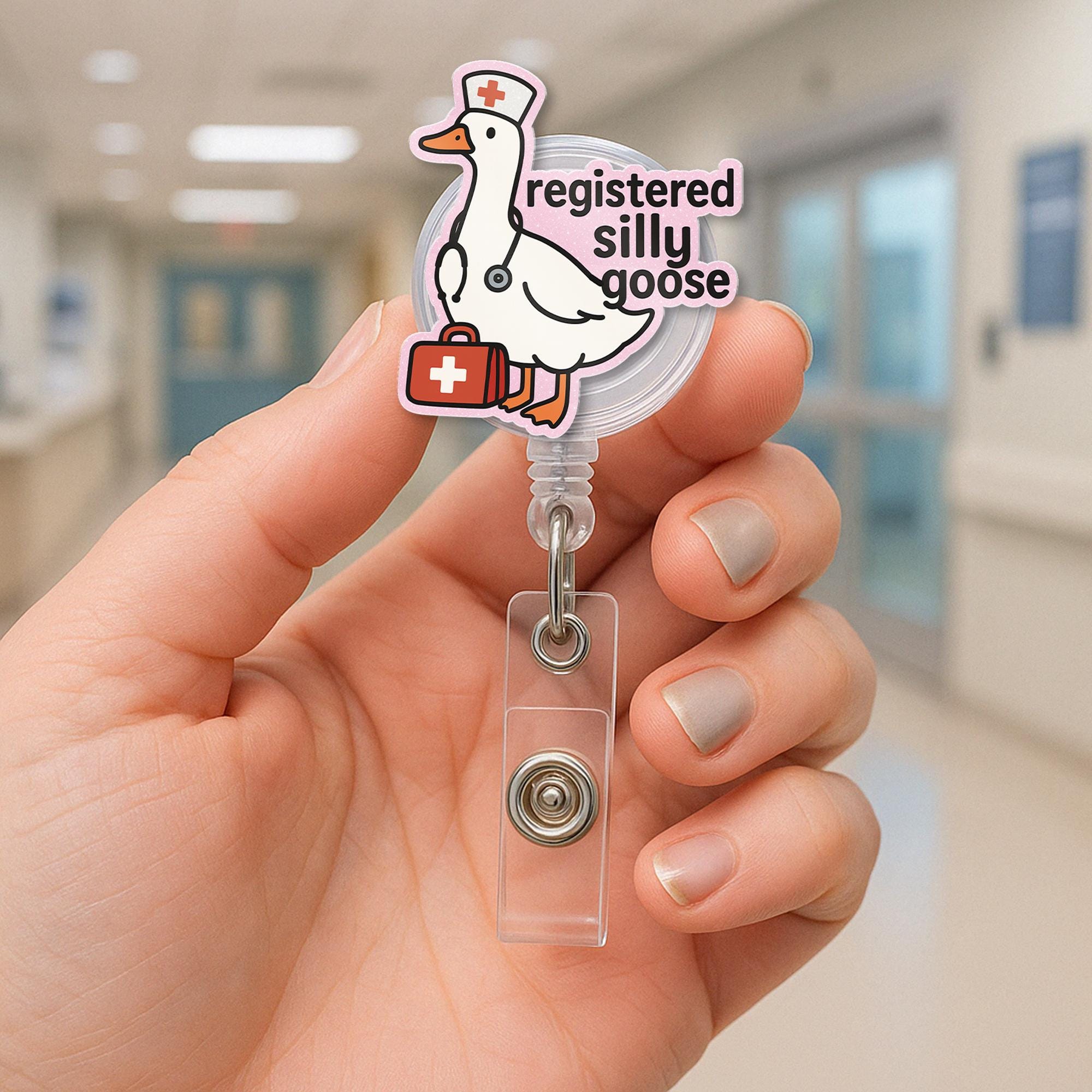 Registered Silly Goose Nurse Badge Reel, Funny Medical ID Holder, Cute RN Retractable Clip, Coworker Gift Idea, Cute Nurse ID Clip