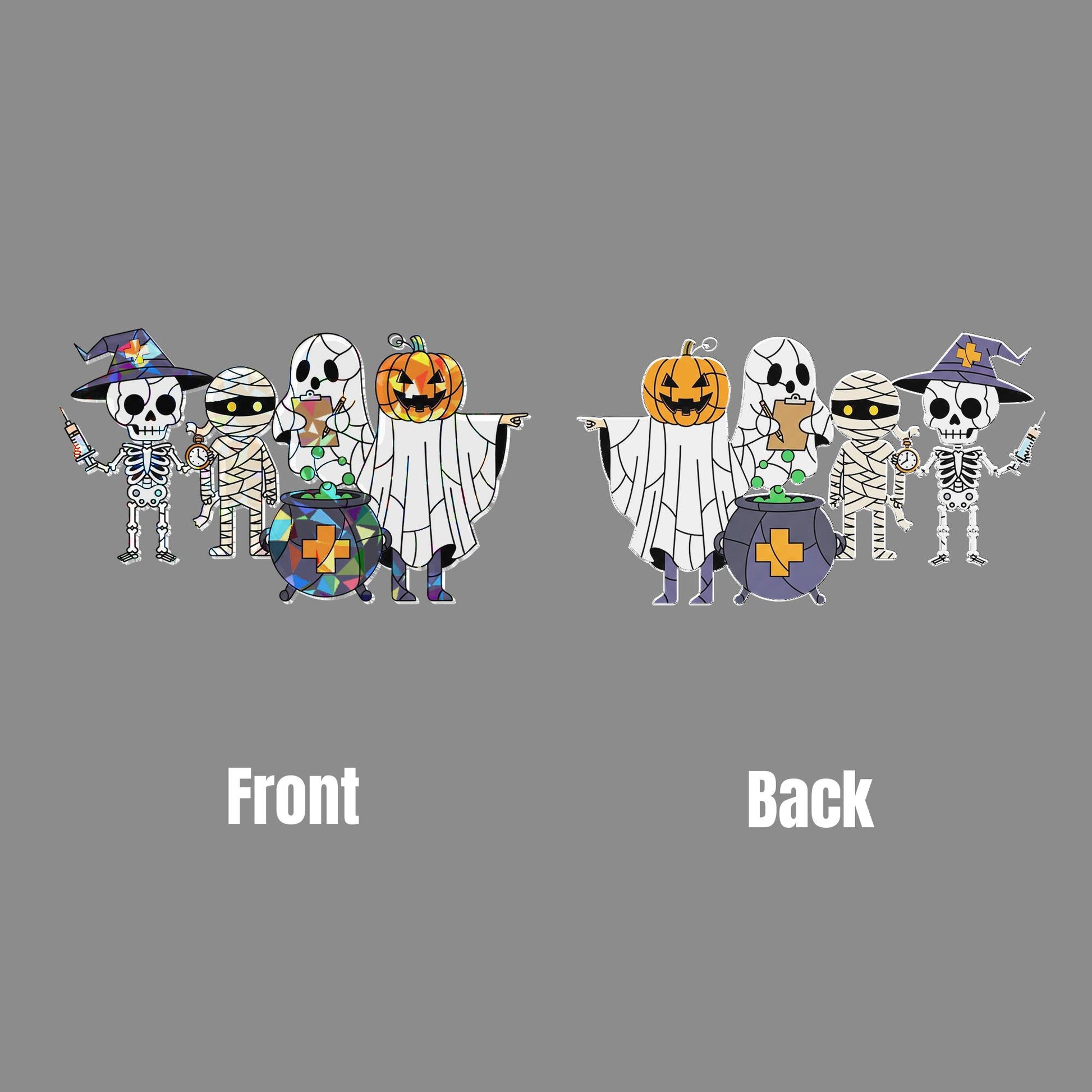 Halloween Medical Suncatcher, Skeleton Nurse Doctor Ghost Pumpkin Window Decor, Spooky Healthcare Acrylic Decoration, Cute Nurse Gift