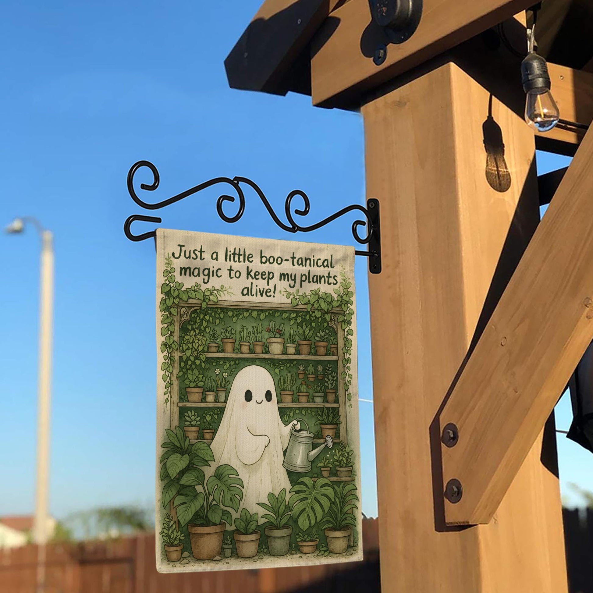 Just a Little Boo‑tanical Magic Ghost Garden Flag | Halloween Plant Lover Decor