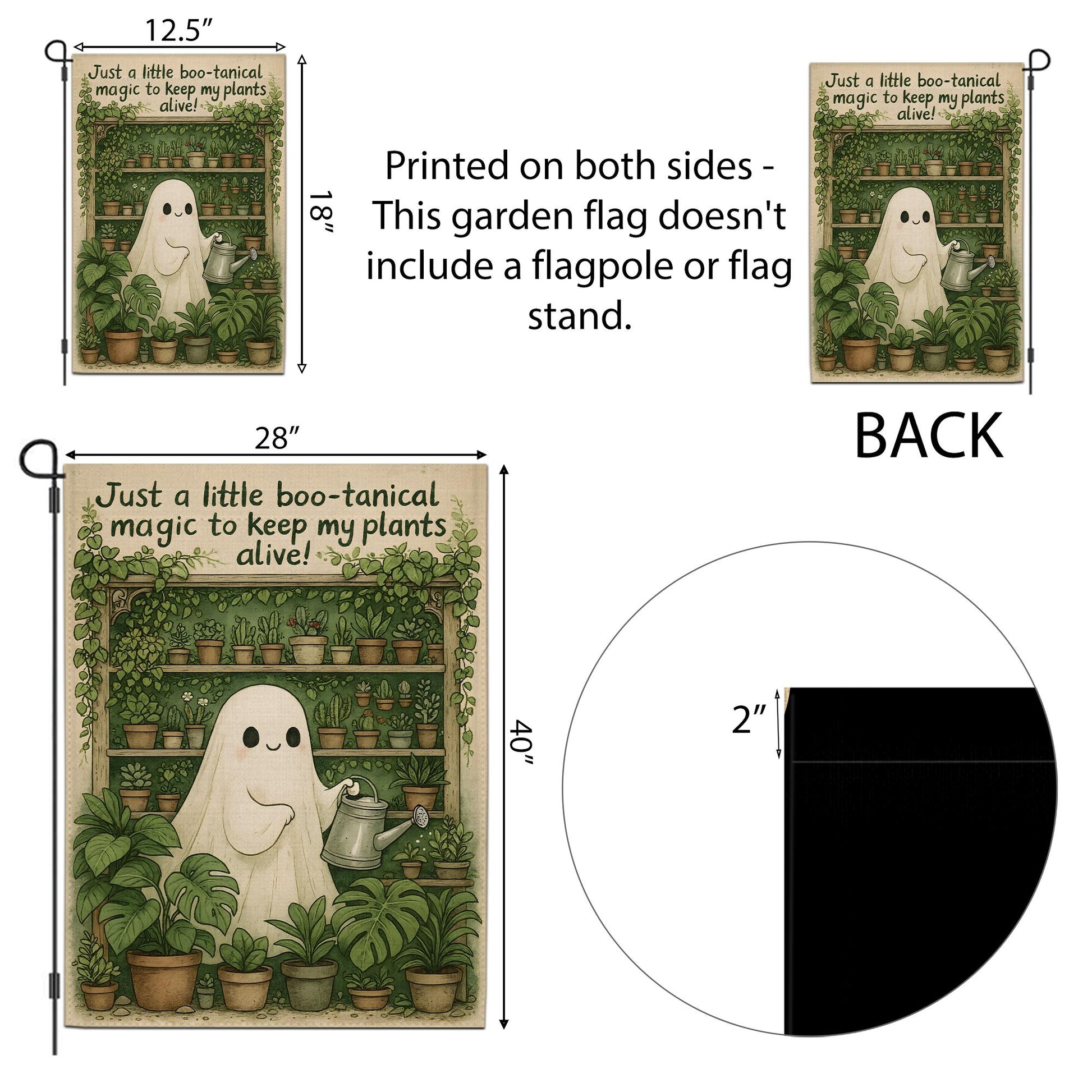 Just a Little Boo‑tanical Magic Ghost Garden Flag | Halloween Plant Lover Decor
