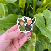 Witch & Bat Baby Badge Reel – Cute Halloween Twin Babies ID Holder, Spooky Nurse Badge Clip, Funny Goth Baby Retractable Reel