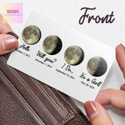 Custom Moon Phase Anniversary Gift, Personalized Wallet Card for Couples, Wedding Date Moon Card, Milestone Keepsake