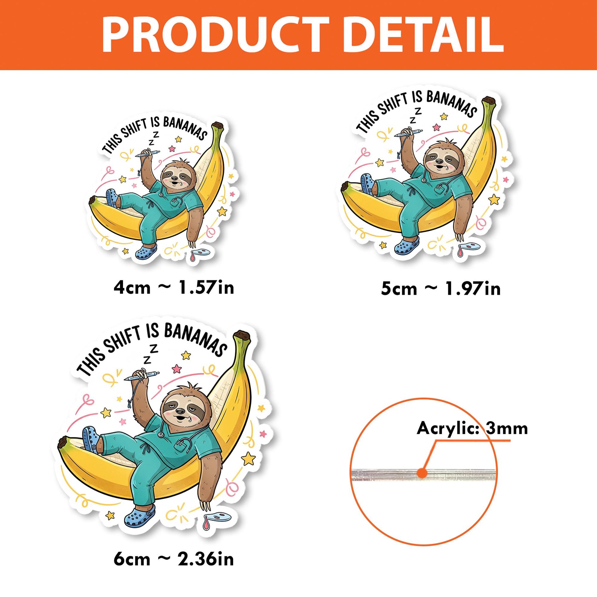 This Shift Is Bananas Badge Reel, Funny Sloth Nurse ID Clip, Cute Retractable Holder, Vet Tech Gift, RN Badge Accessory