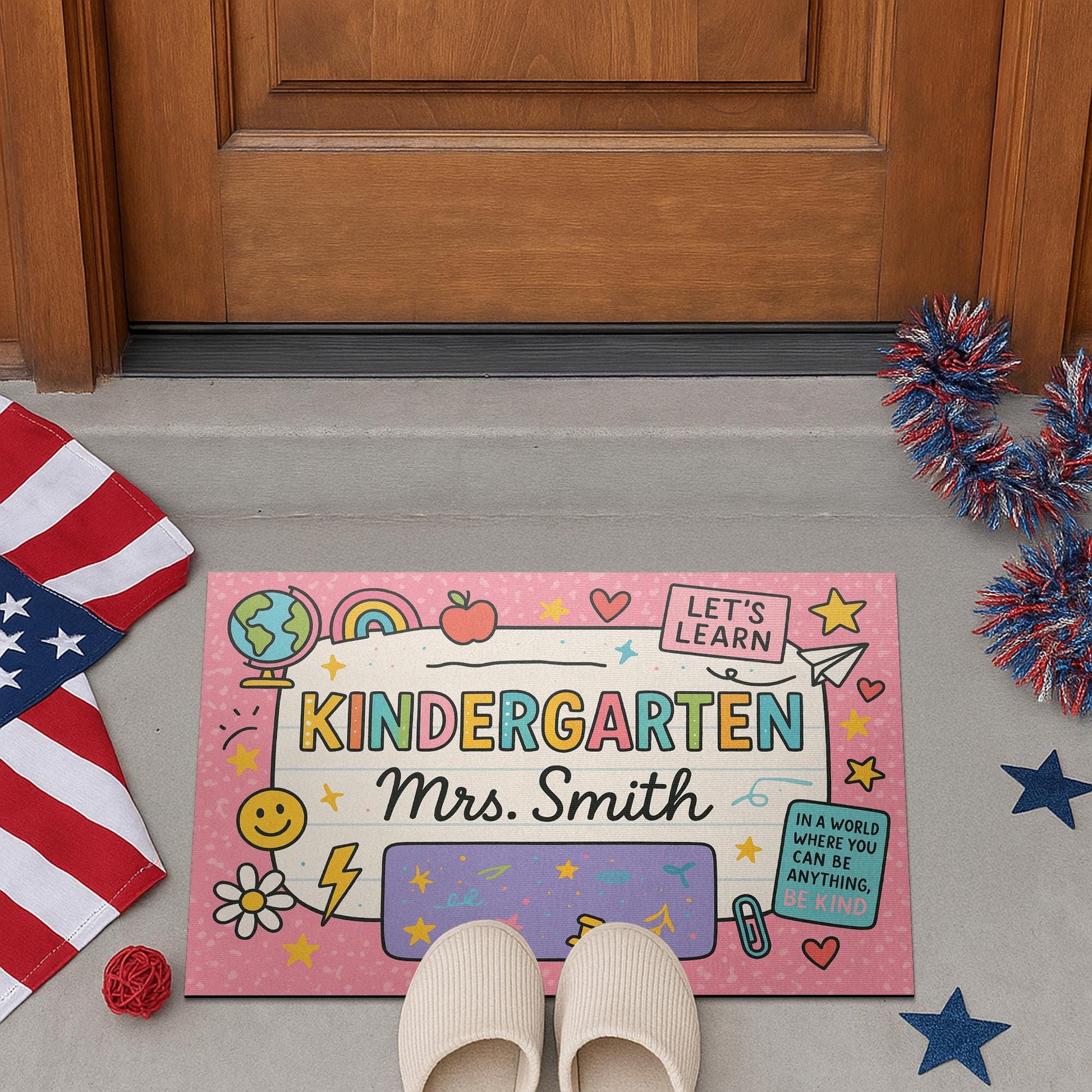Kindergarten Teacher Doormat, Personalized Classroom Rug, Classroom Welcome Mat, Back to School Decor, Be Kind Door Sign