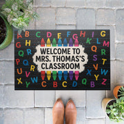 ABC Classroom Doormat, Welcome Mat for Teachers, Personalized Crayon Rug, Back to School Door Mat,  Classroom Decor