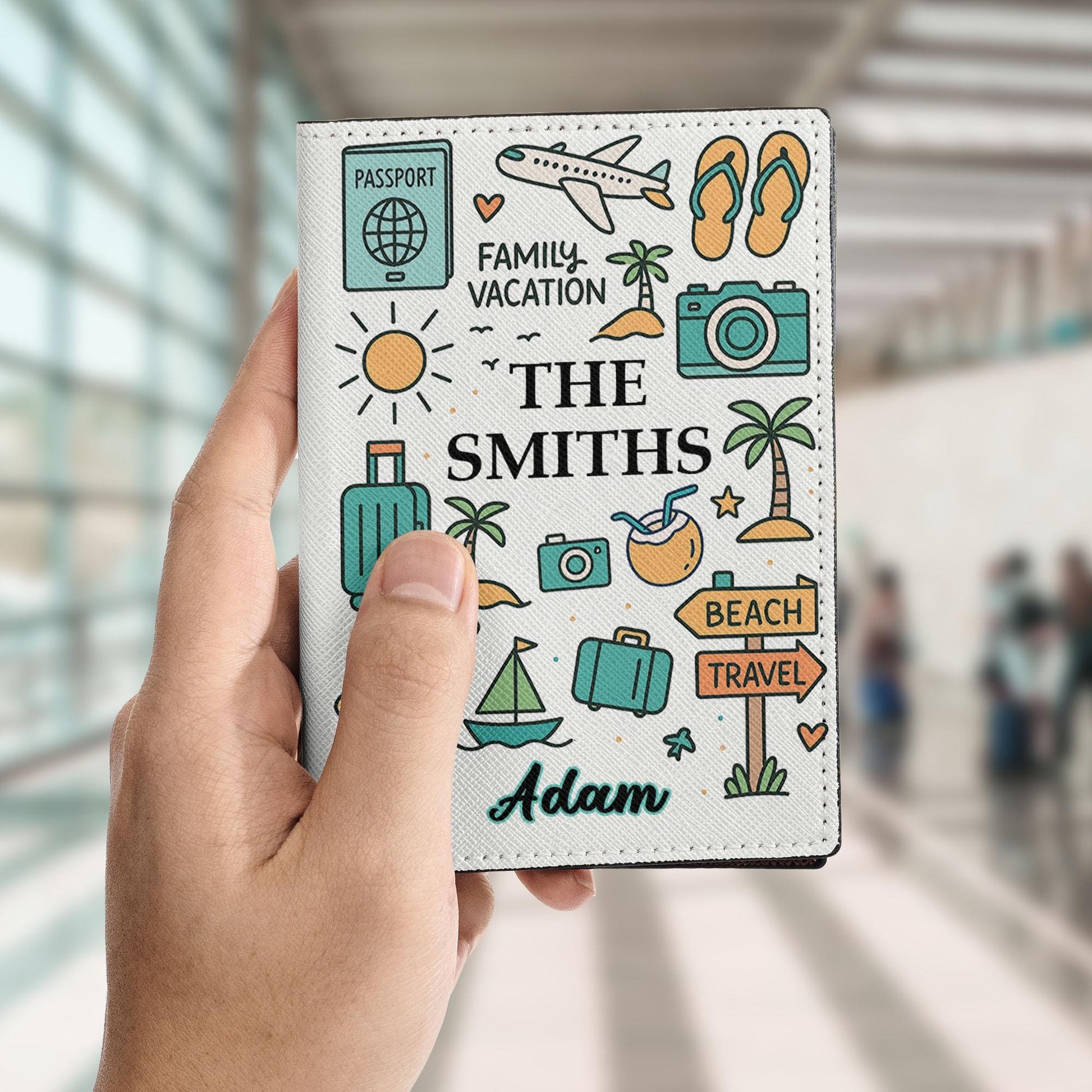 Custom Family Passport Wallet & Tag Set, Personalized Travel Gift with Name, Vacation Leather Cover, Globe Acrylic Luggage Tag, Travel Gifts