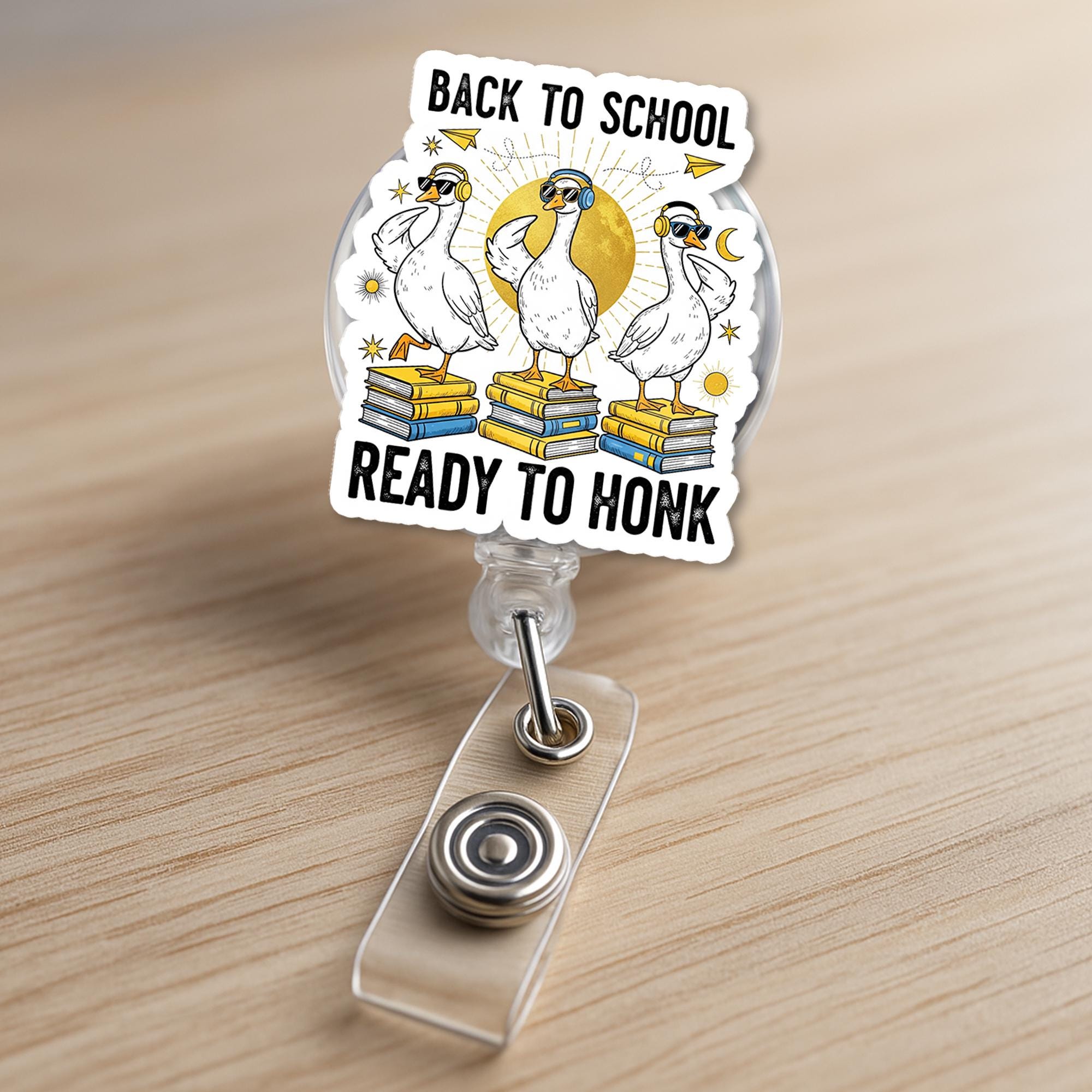 Funny Back to School Goose Badge Reel – “Ready to Honk” ID Holder for Teachers, Staff, Students – Cute and Humorous Lanyard Accessory