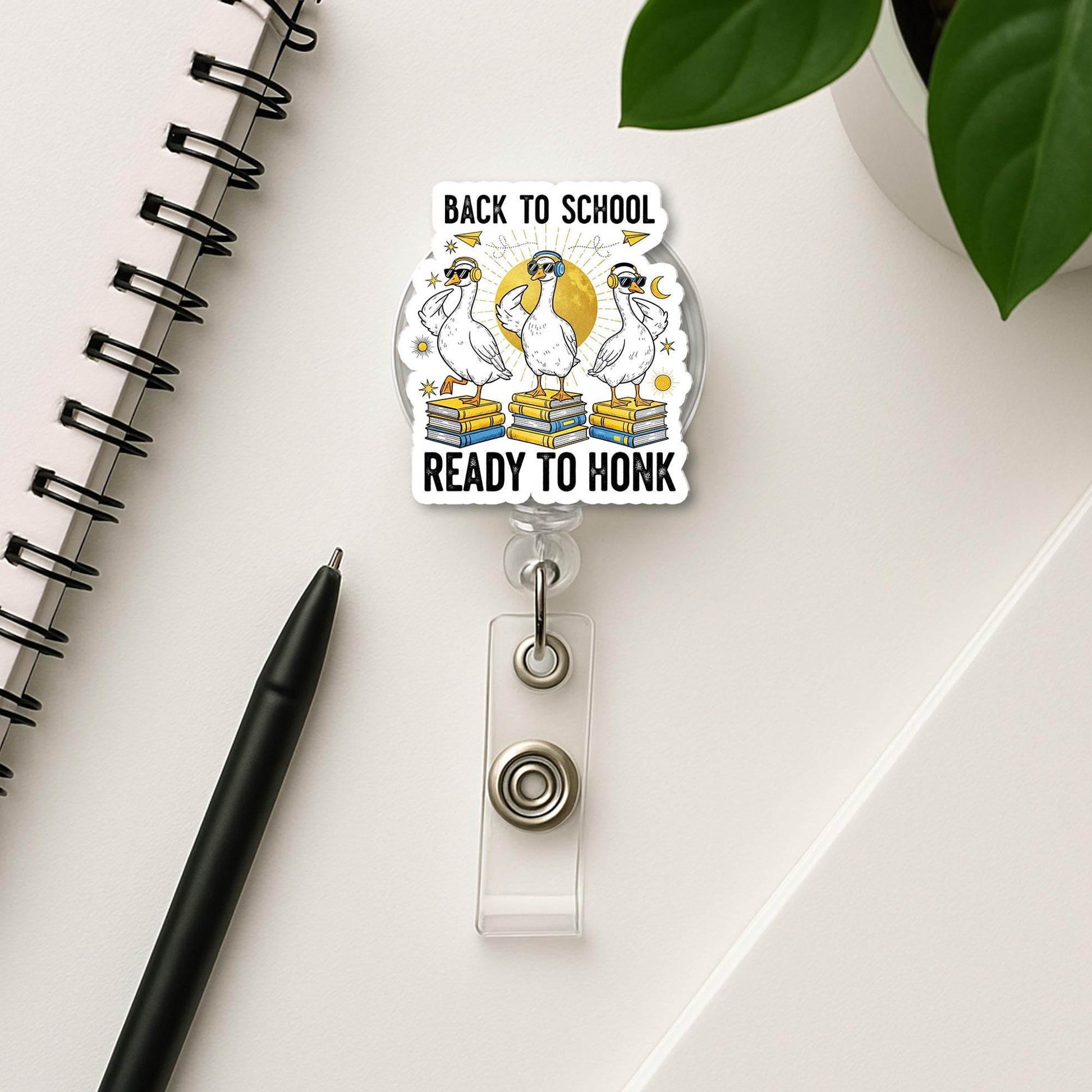 Funny Back to School Goose Badge Reel – “Ready to Honk” ID Holder for Teachers, Staff, Students – Cute and Humorous Lanyard Accessory