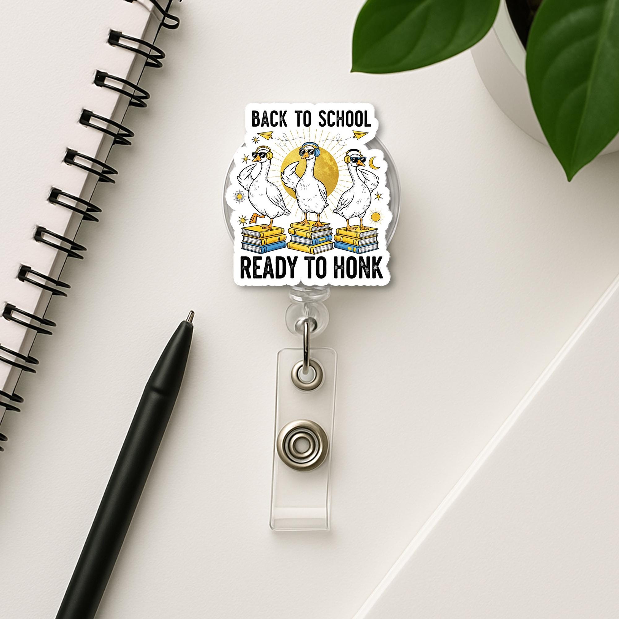 Funny Back to School Goose Badge Reel – “Ready to Honk” ID Holder for Teachers, Staff, Students – Cute and Humorous Lanyard Accessory