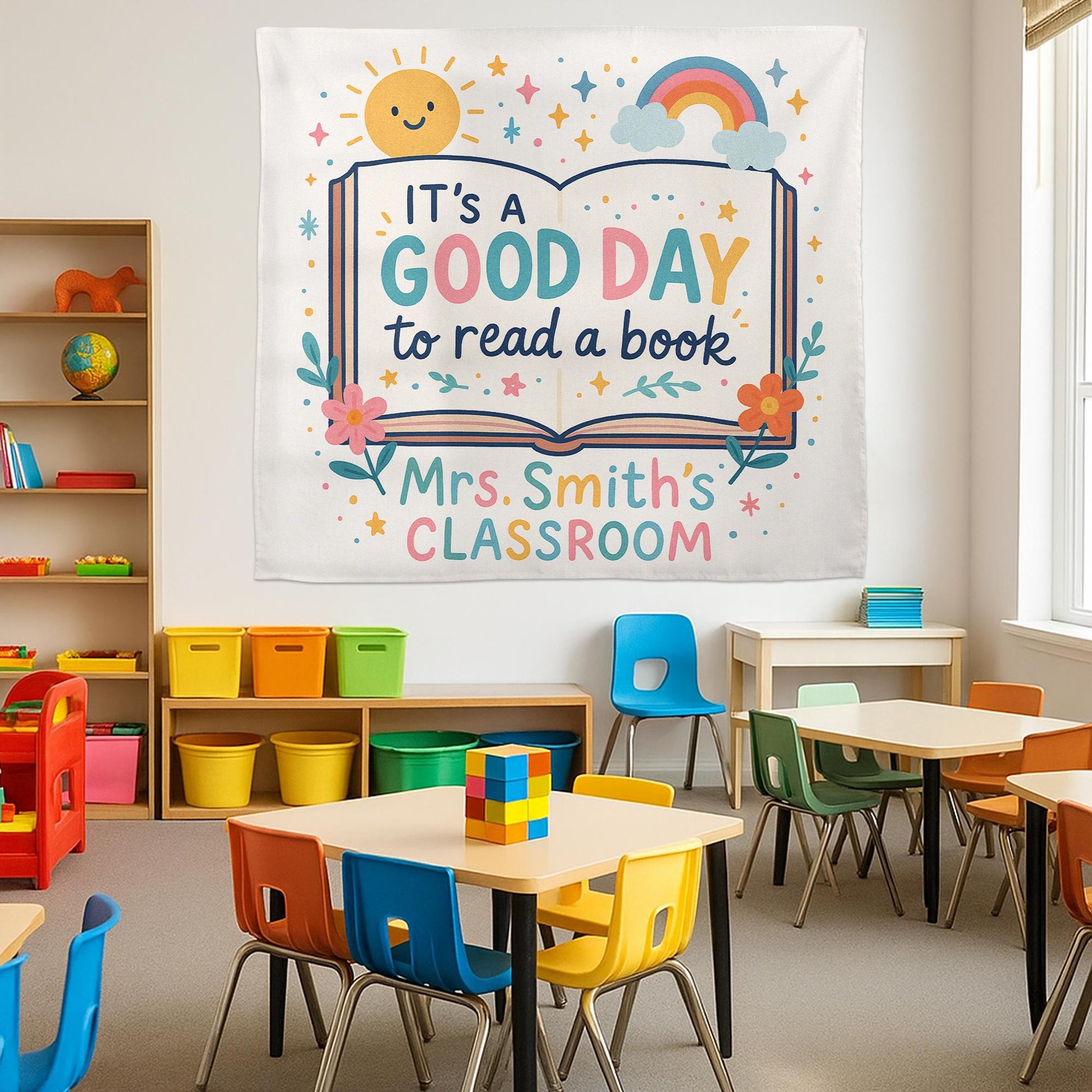 It's a Good Day to Read a Book Tapestry, Classroom Wall Decor, Reading Corner Sign, Teacher Gift, Book Lover Banner, Cute Decor