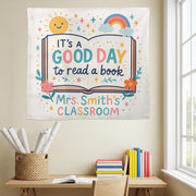 It's a Good Day to Read a Book Tapestry, Classroom Wall Decor, Reading Corner Sign, Teacher Gift, Book Lover Banner, Cute Decor