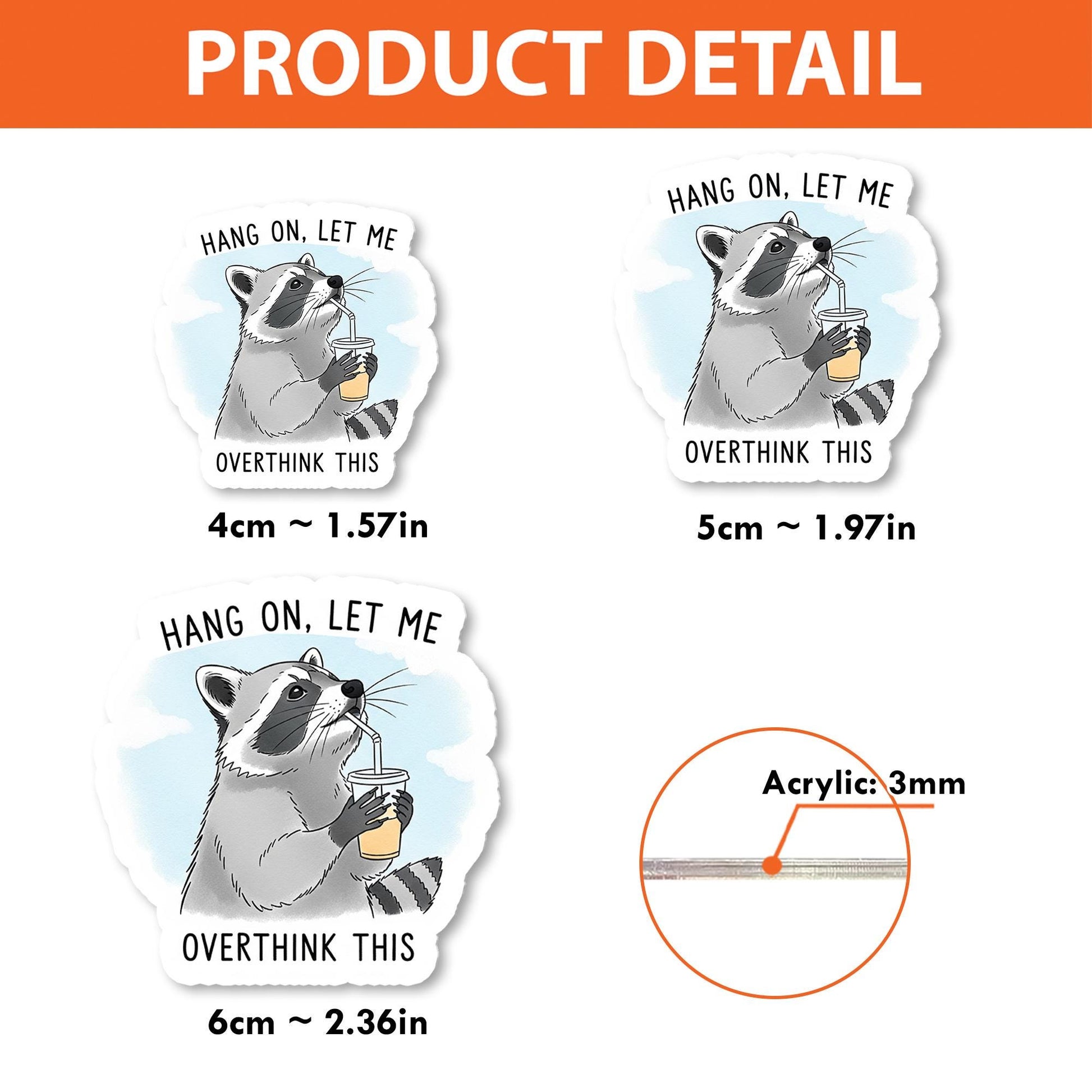 Funny Raccoon Badge Reel – Hang On Let Me Overthink This Quote, Cute Retractable ID Holder, Nurse Gift, Office Humor Badge Clip