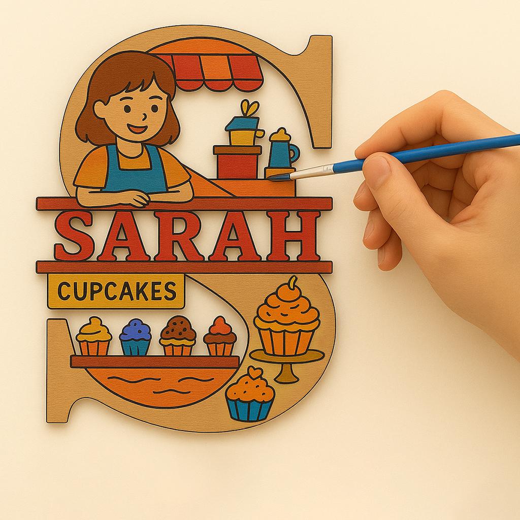 Personalized Wooden Sign Painting Kit for Kids – DIY Name Art Craft Set with Paints – Custom Gift for Toddlers & Creative Play