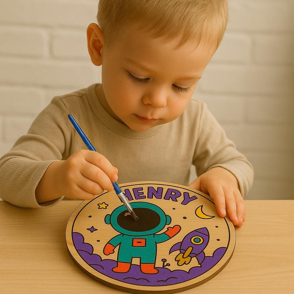 Personalized Wooden Sign Painting Kit for Kids – DIY Name Art Craft Set with Paints – Custom Gift for Toddlers & Creative Play