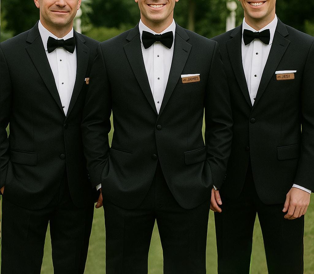 Groomsman Card Set – Custom Wooden Magnetic Name Tag, Envelope & Box – Secret Mission Wedding Party Gift for Men