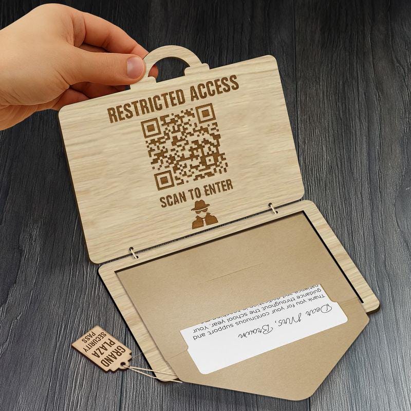 Groomsman Card Set – Custom Wooden Magnetic Name Tag, Envelope & Box – Secret Mission Wedding Party Gift for Men