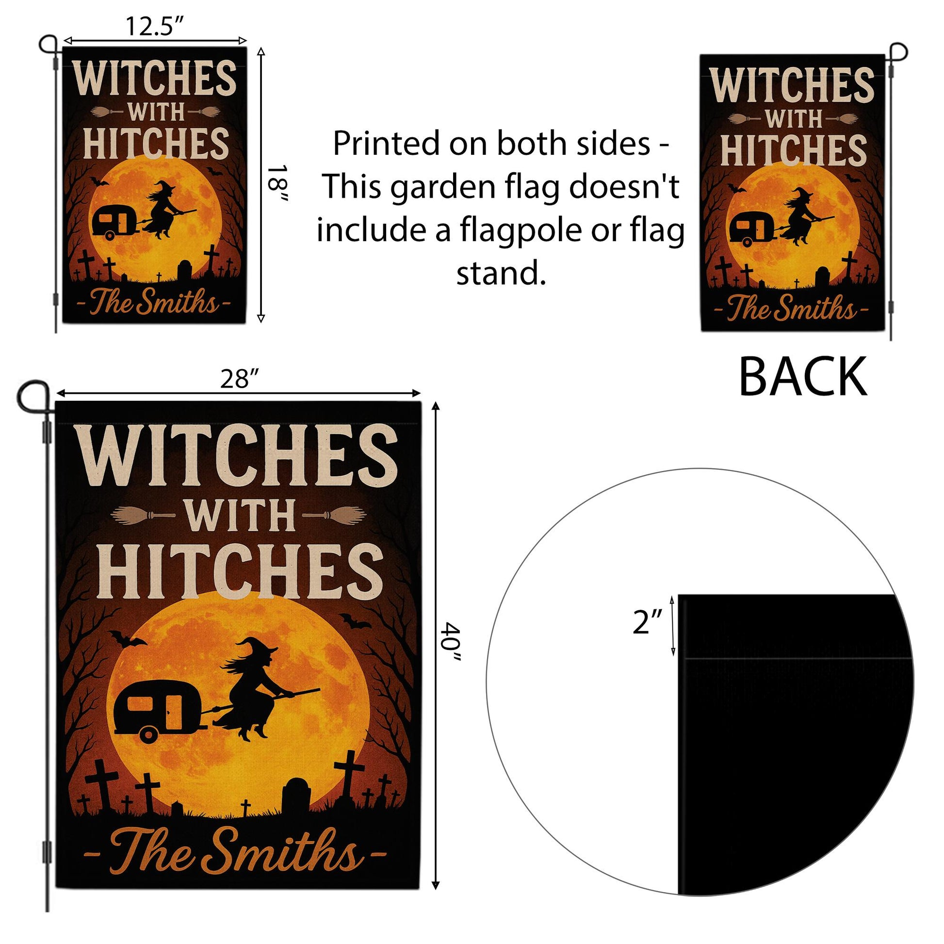 Witches With Hitches Flag, Halloween Camping Garden Sign, Personalized Witch Yard Decor, Funny Spooky Camper Flag