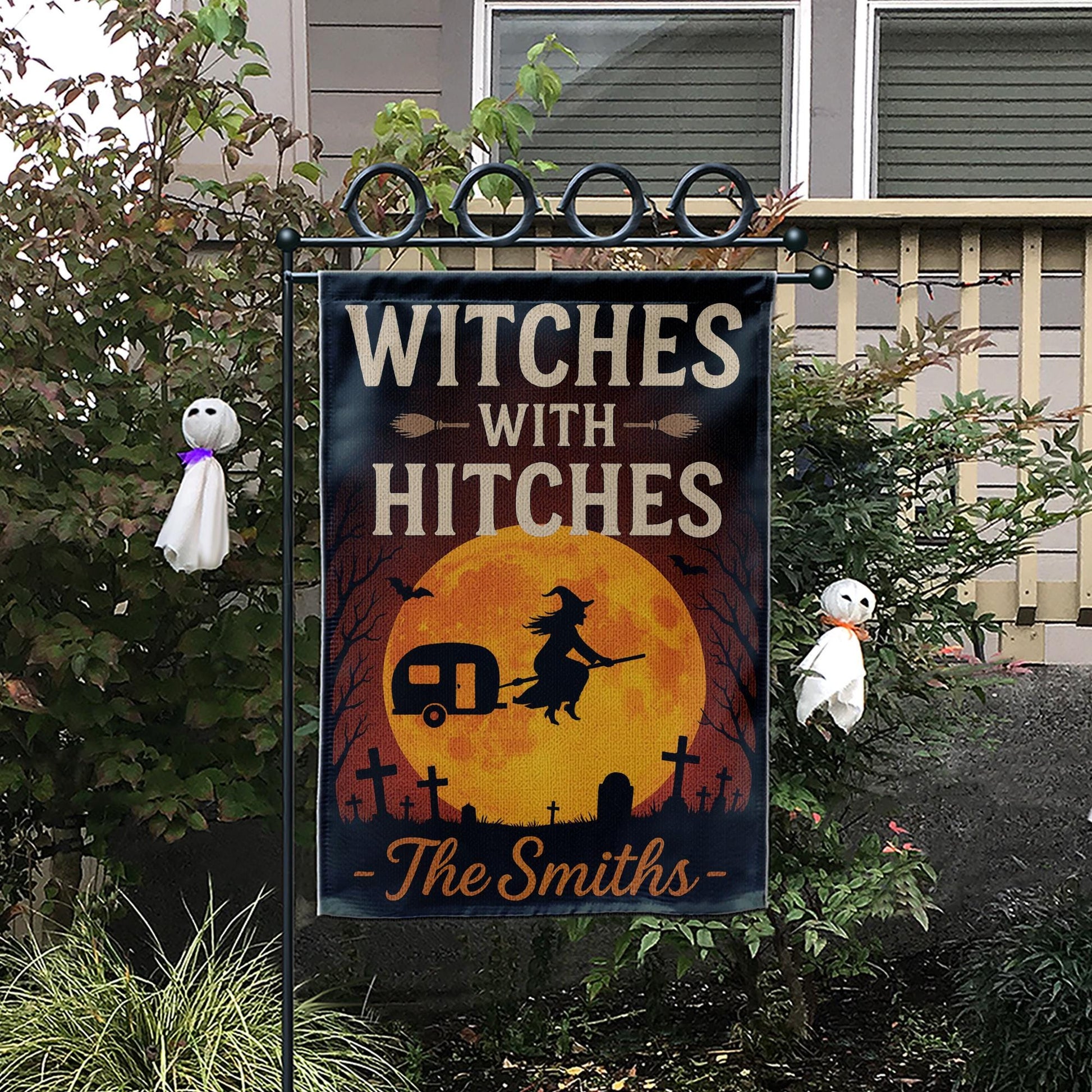 Witches With Hitches Flag, Halloween Camping Garden Sign, Personalized Witch Yard Decor, Funny Spooky Camper Flag