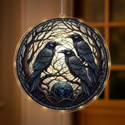 Raven LED Light Lamp, Gothic Acrylic Hanging Light, Crow Tree Moon Wall Decor, Dark Forest Art Lamp, Halloween Raven Decoration, Fall Gift