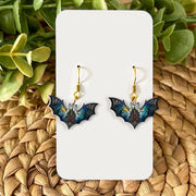 Gothic Bat Haunted House Earrings – Halloween Spooky Jewelry, Stained Glass Bat Earrings, Witchy Gift for Her, Horror Cute Accessories