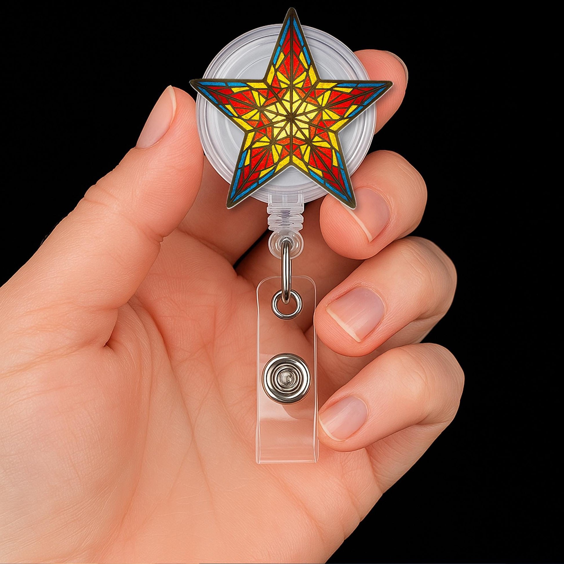 Filipino christmas Star Badge Reel, Retractable ID Holder, Colorful Star Nurse Badge, Unique Work Accessory, Lanyard Reel Gift
