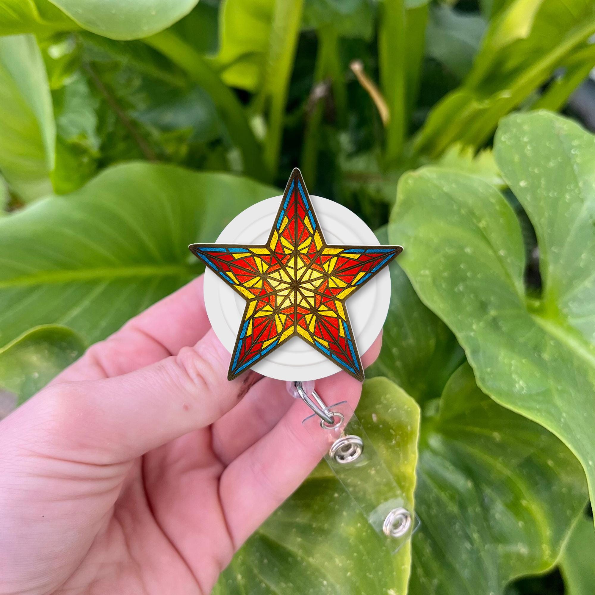 Filipino christmas Star Badge Reel, Retractable ID Holder, Colorful Star Nurse Badge, Unique Work Accessory, Lanyard Reel Gift