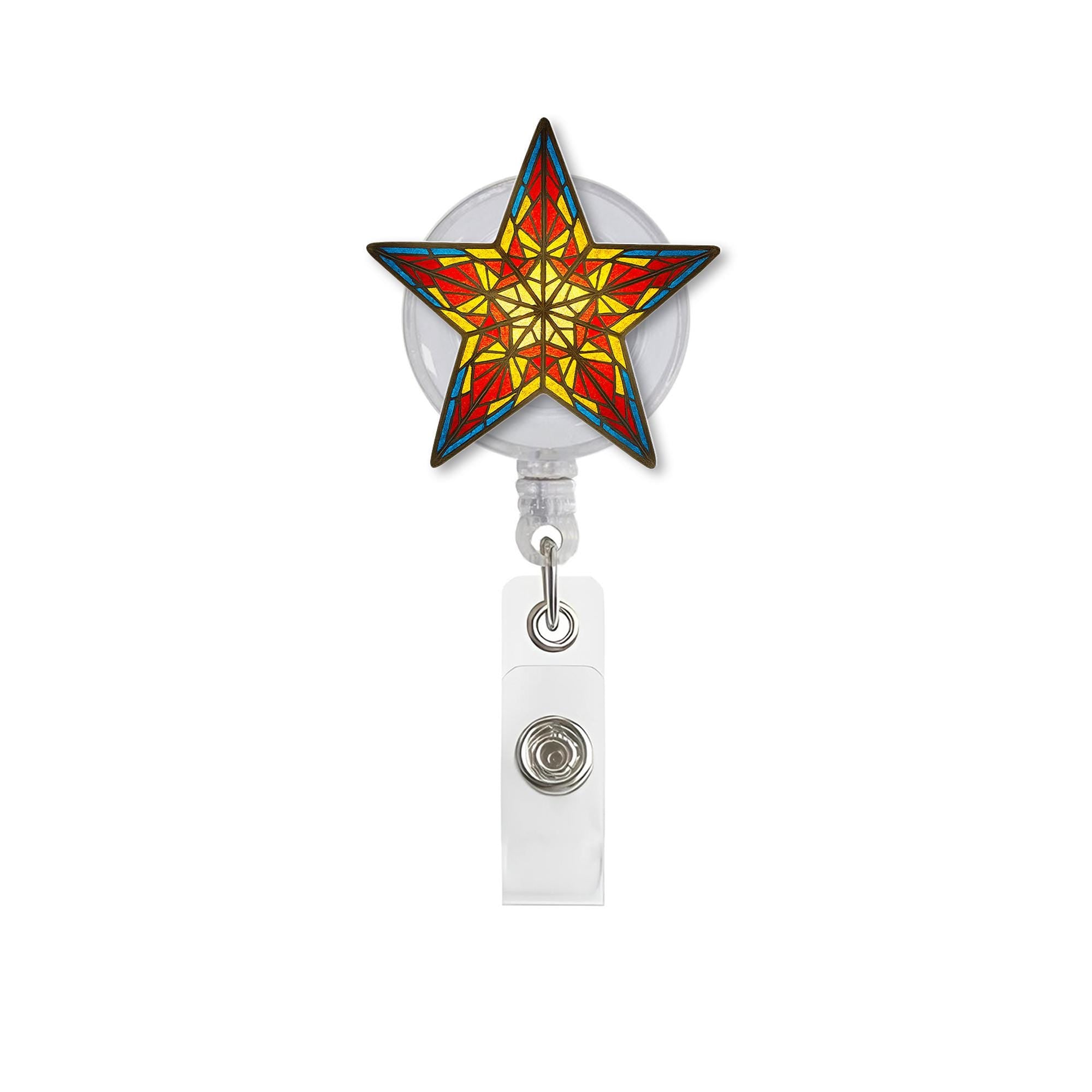 Filipino christmas Star Badge Reel, Retractable ID Holder, Colorful Star Nurse Badge, Unique Work Accessory, Lanyard Reel Gift