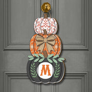 Fall Door Hanger Pumpkin Stack, Personalized Monogram Halloween Decor, Autumn Front Door Sign, Rustic Farmhouse Pumpkin Decoration